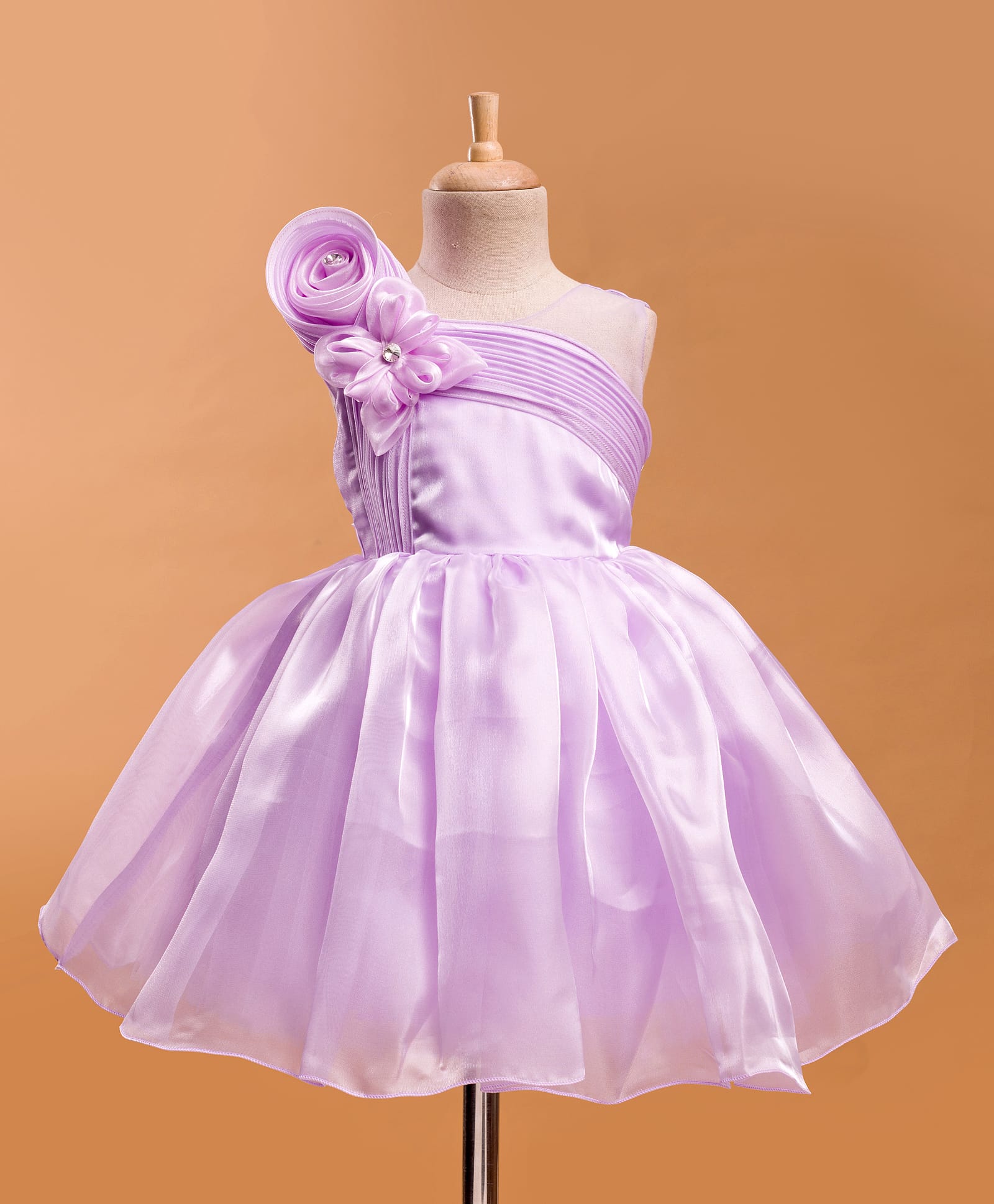 Bluebell Tissue Woven Sleeveless Party Frock With Floral Applique - Purple-image-35