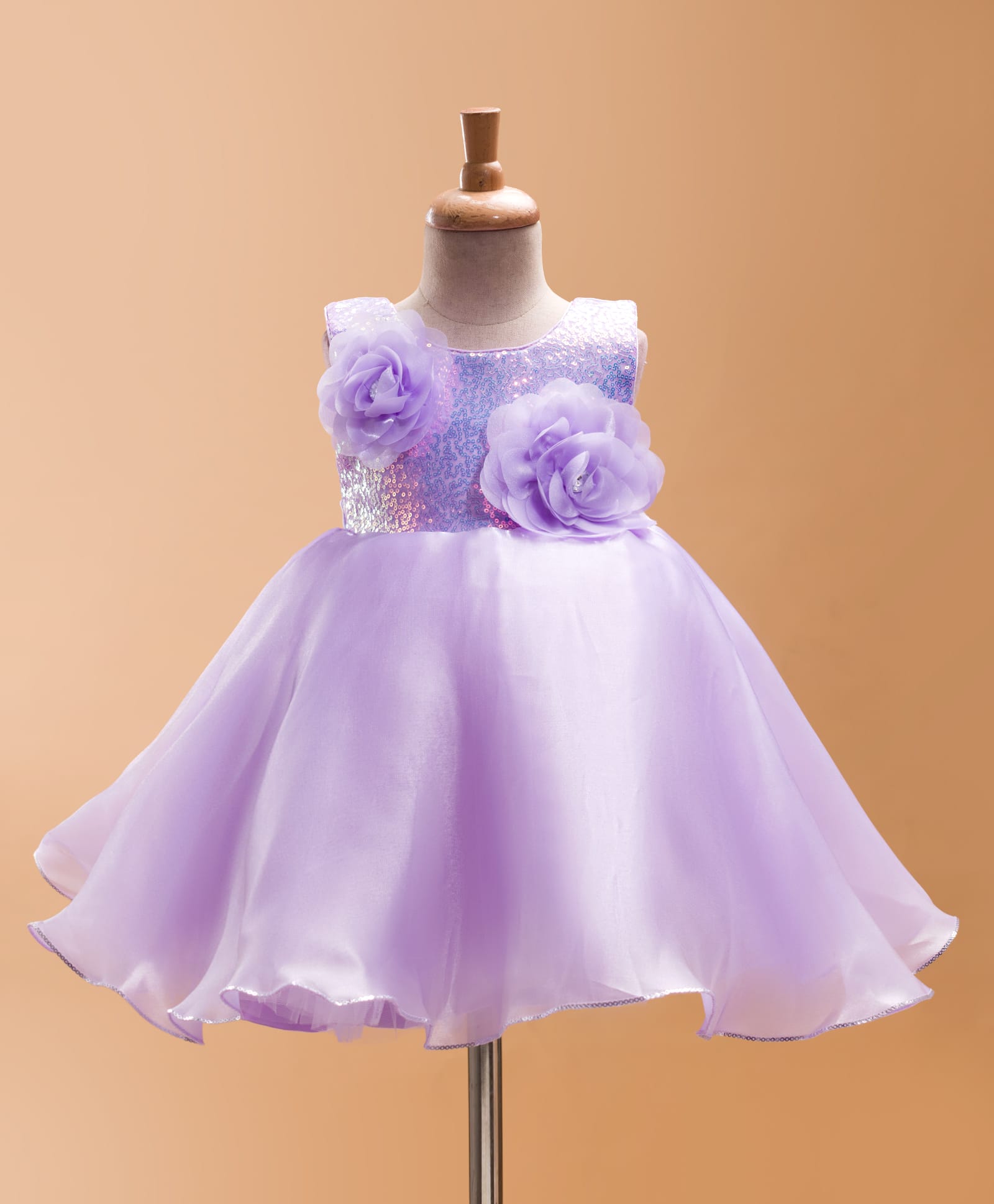 Bluebell T-issue Woven Sleeveless Party Dress with Floral Applique & Sequin Detailing - Purple-image-47