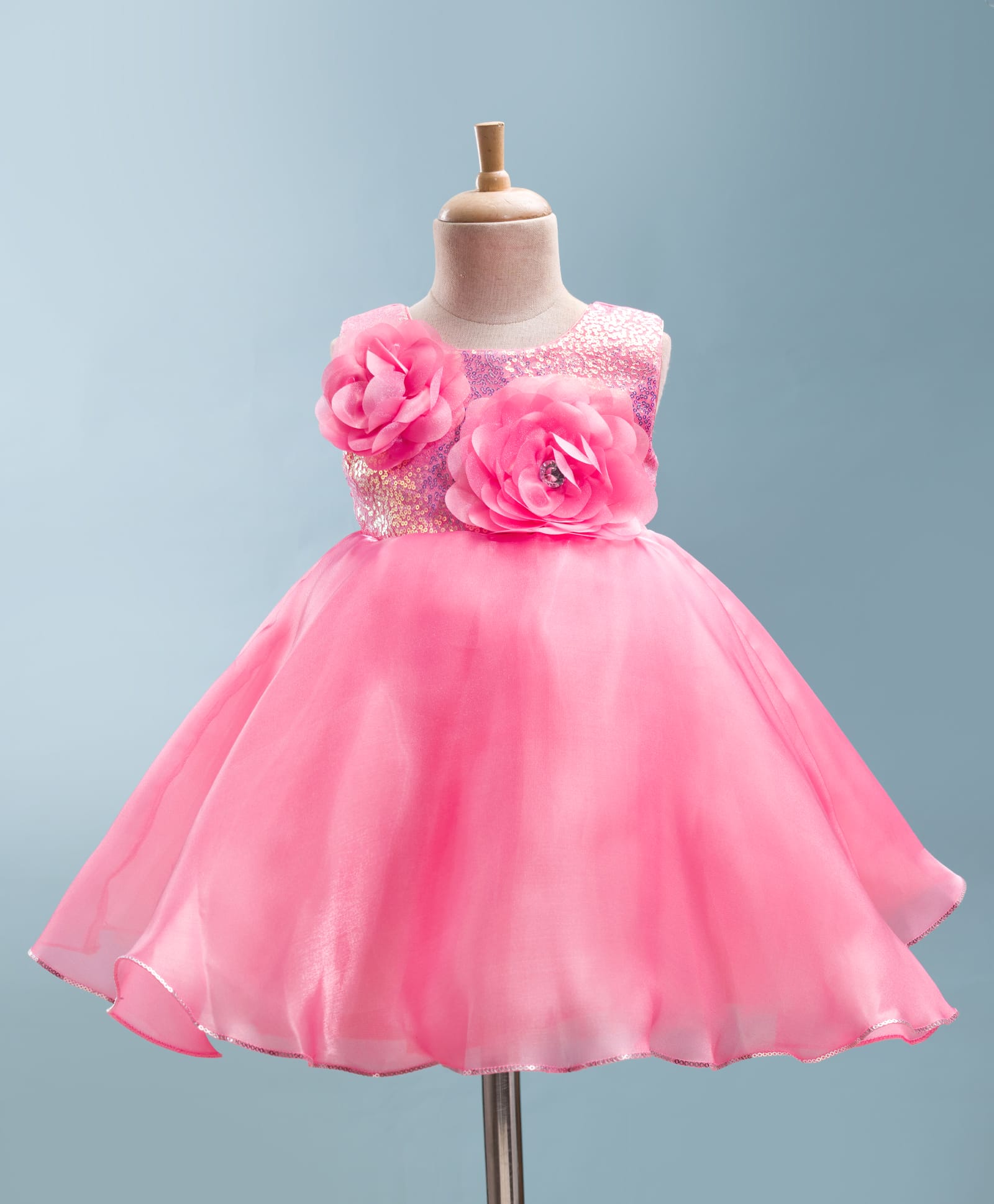 Bluebell T-issue Woven Sleeveless Party Dress with Floral Applique & Sequin Detailing - Light Red-image-46