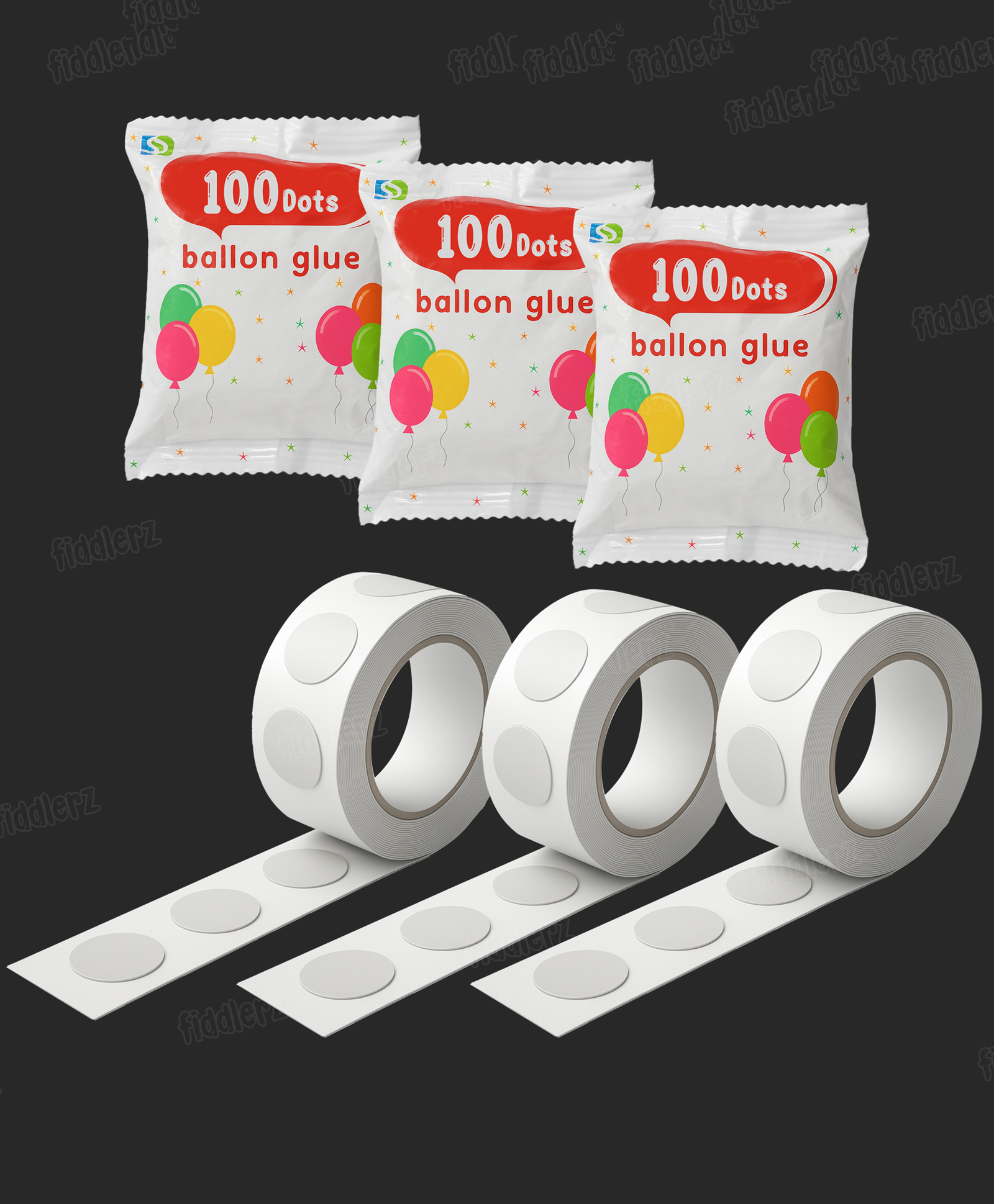Fiddlerz Balloon Glue Dot For Decoration 100 Glue Dots For Balloons Tape Glue Dot Tape For Wall Decoration - Pack of 3-image-48