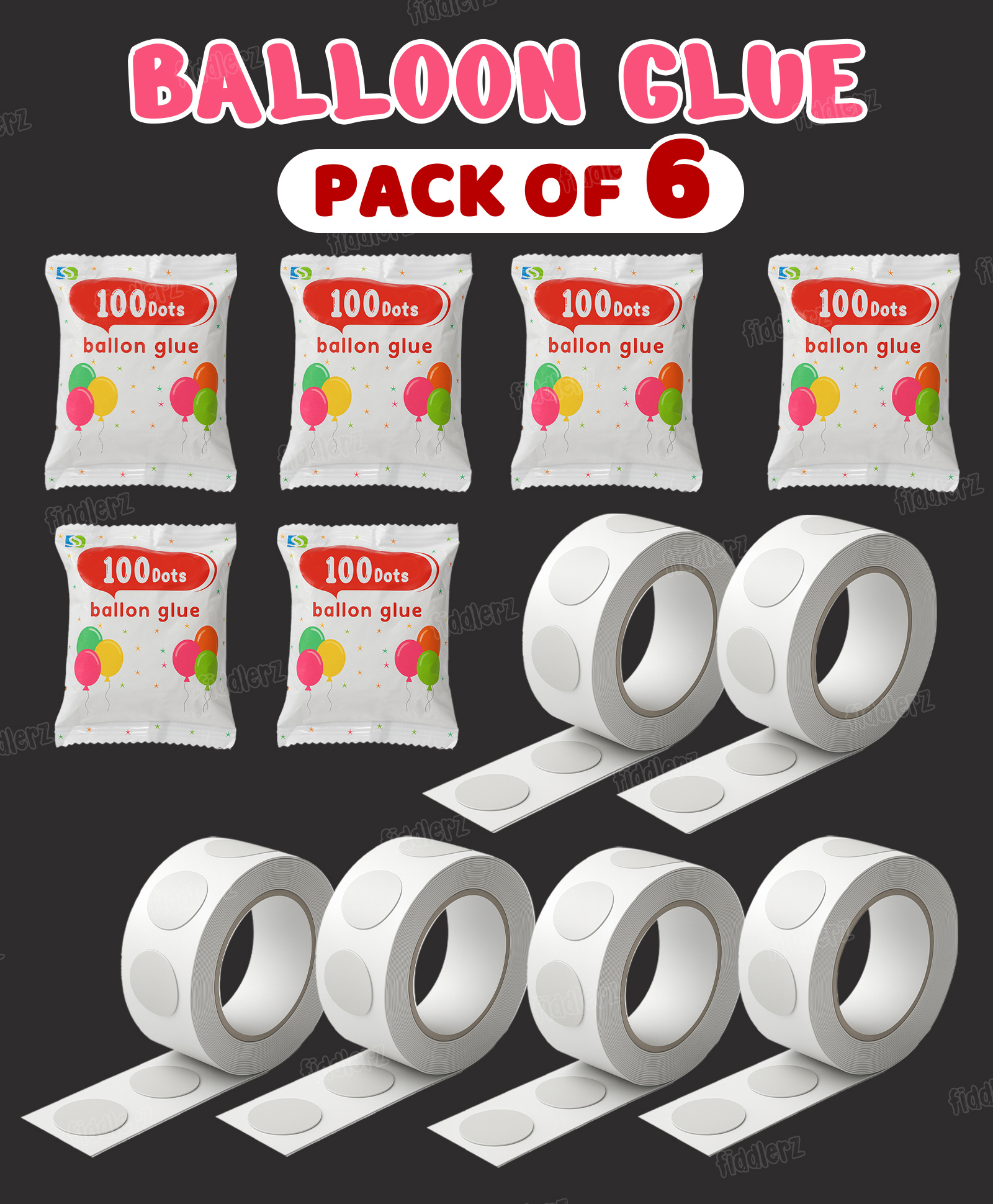 Fiddlerz Balloon Glue Dot For Decoration 100 Glue Dots For Balloons Tape Glue Dot Tape For Wall Decoration - Pack of 6-image-47