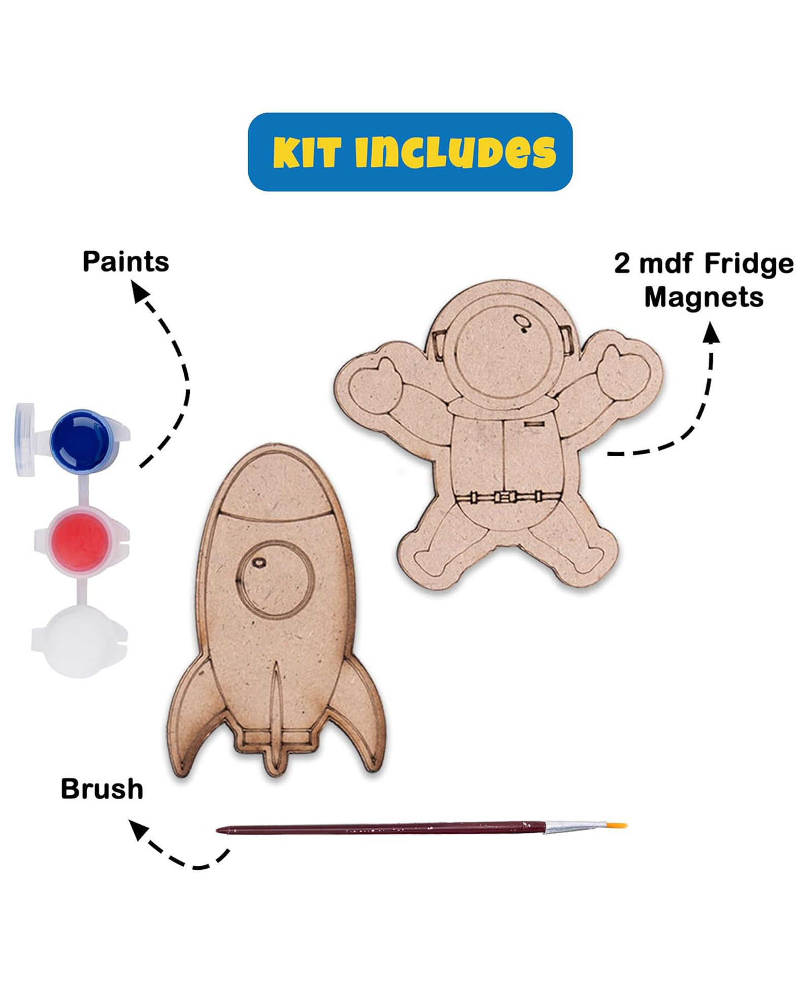 Vibhuti Crafts DIY Space Themed Fridge Magnet Painting kit Kids Birthday Party Favors and Gifts for Boys and Girls - Includes Paints, MDF Fridge Magnets, and Brush-image-13