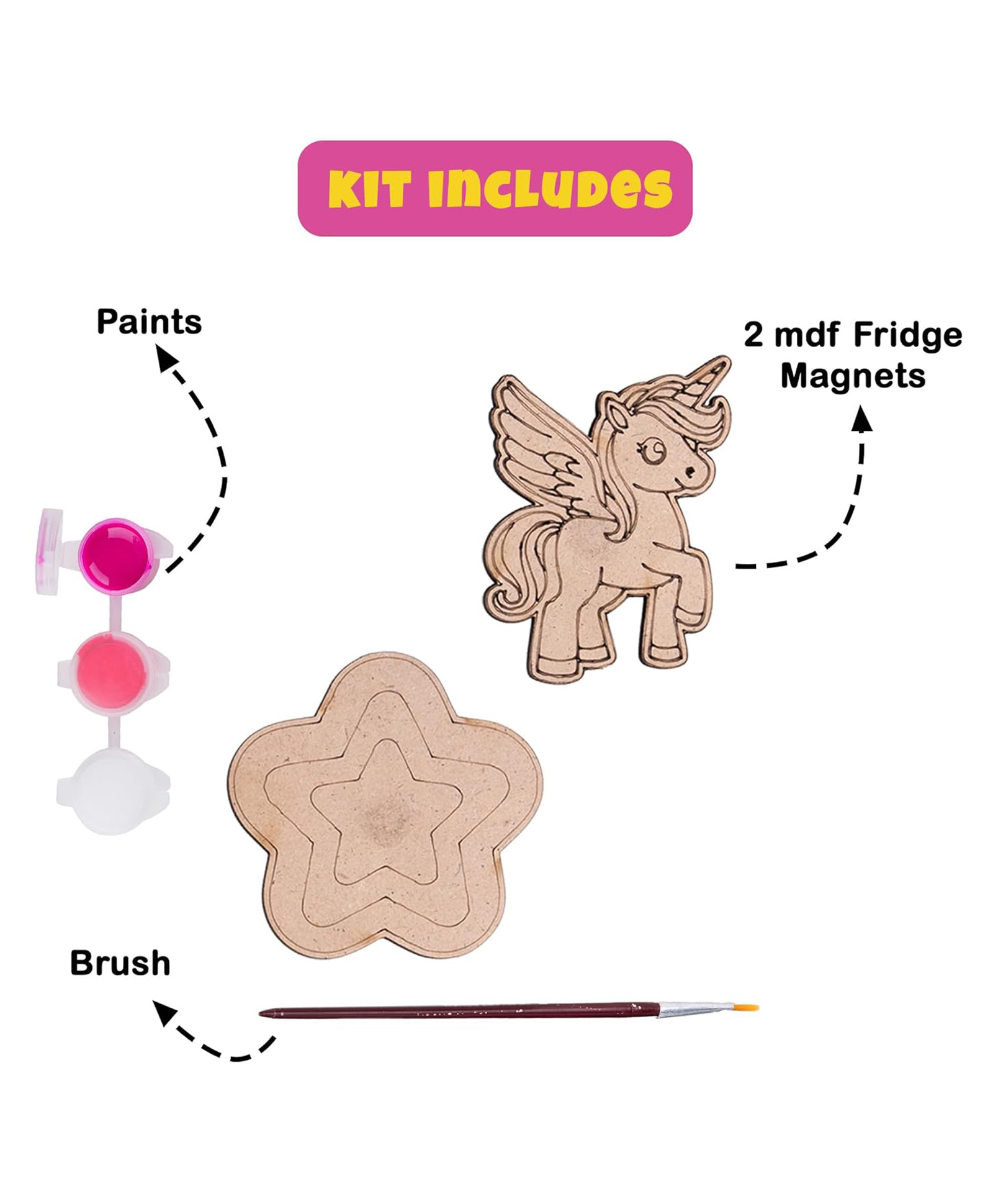 Vibhuti Crafts DIY Unicorn Themed Fridge Magnet Painting kit Kids Birthday Party Favors and Gifts for Boys and Girls - Includes Paints, MDF Fridge Magnets, and Brush-image-13
