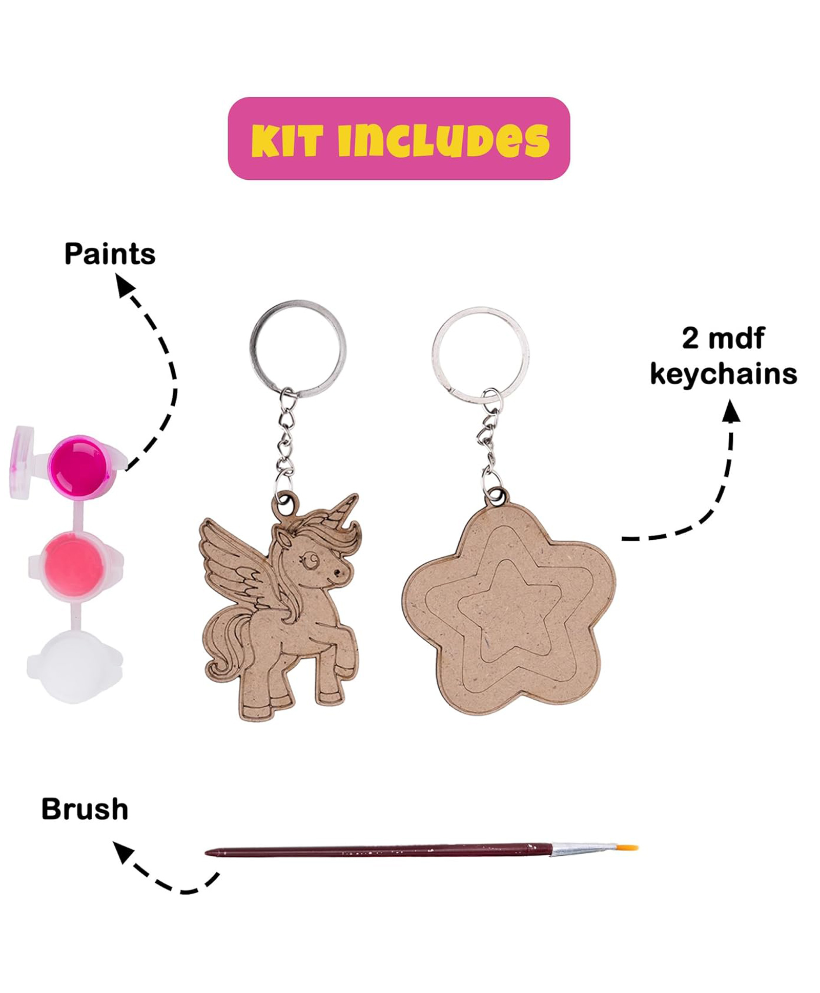 Vibhuti Crafts DIY Unicorn Themed Keychain Painting kit Kids Birthday Party Favors and Gifts for Boys and Girls - Includes Paints, Keychains, and Brush-image-15