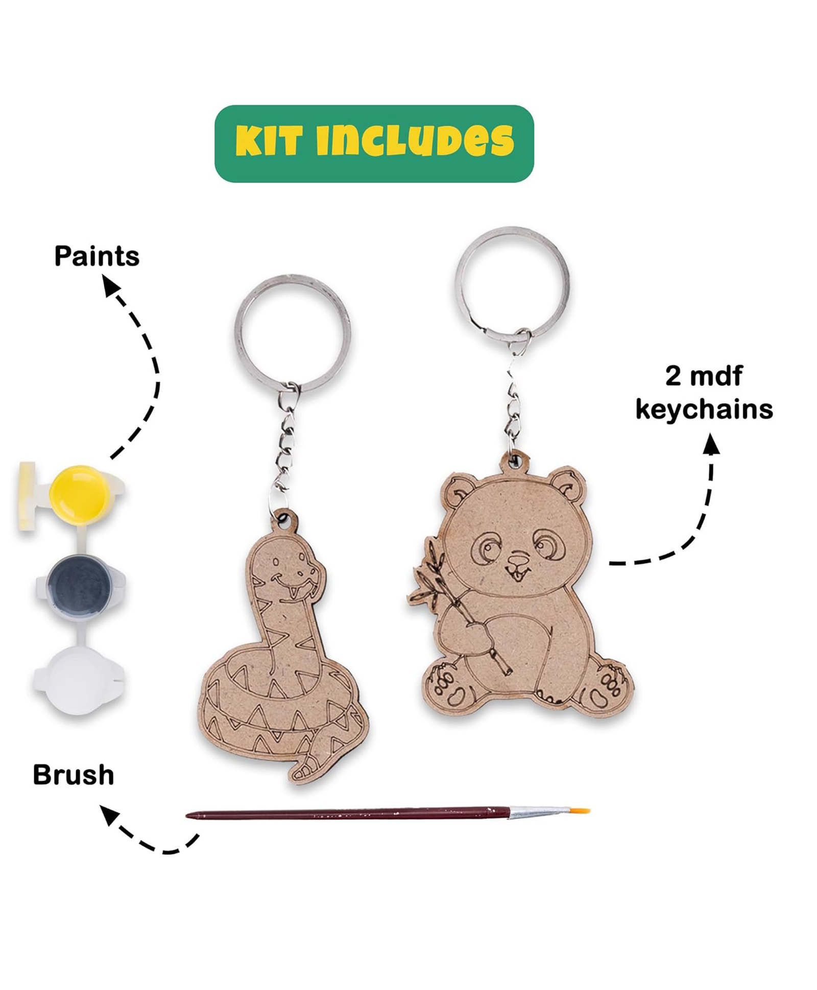 Vibhuti Crafts DIY Jungle Themed Keychain Painting kit Kids Birthday Party Favors and Gifts for Boys and Girls - Includes Paints, Keychains, and Brush-image-40
