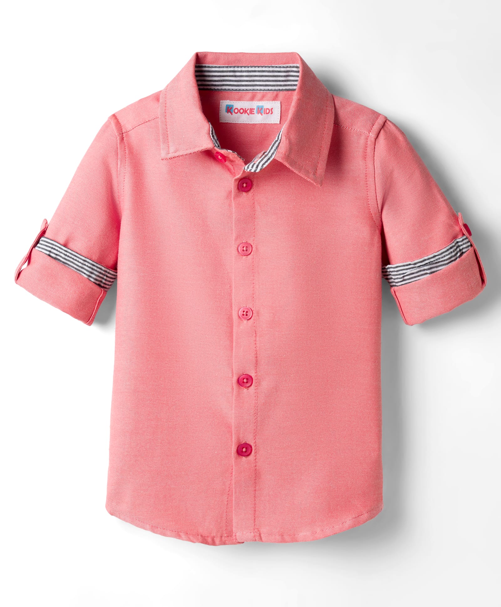 kookie kids india Kookie Kids Cotton Woven Full Sleeves Solid Oxford Shirt - Pink-picture-13