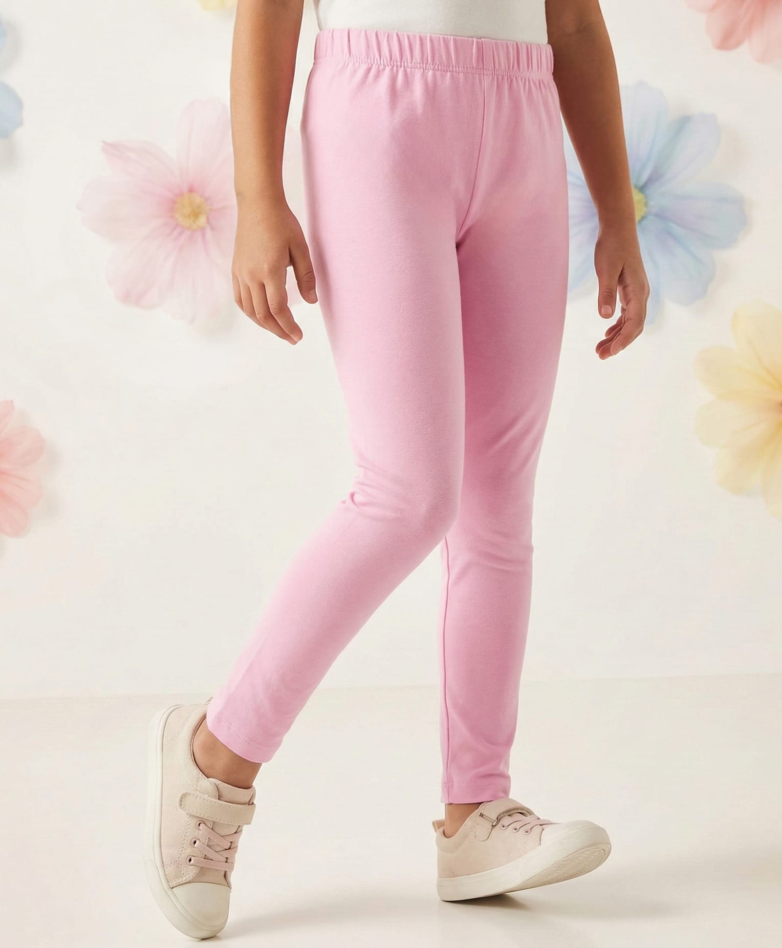Arias Cotton Knit Full Length Solid Colour Legging - Pink-image-47