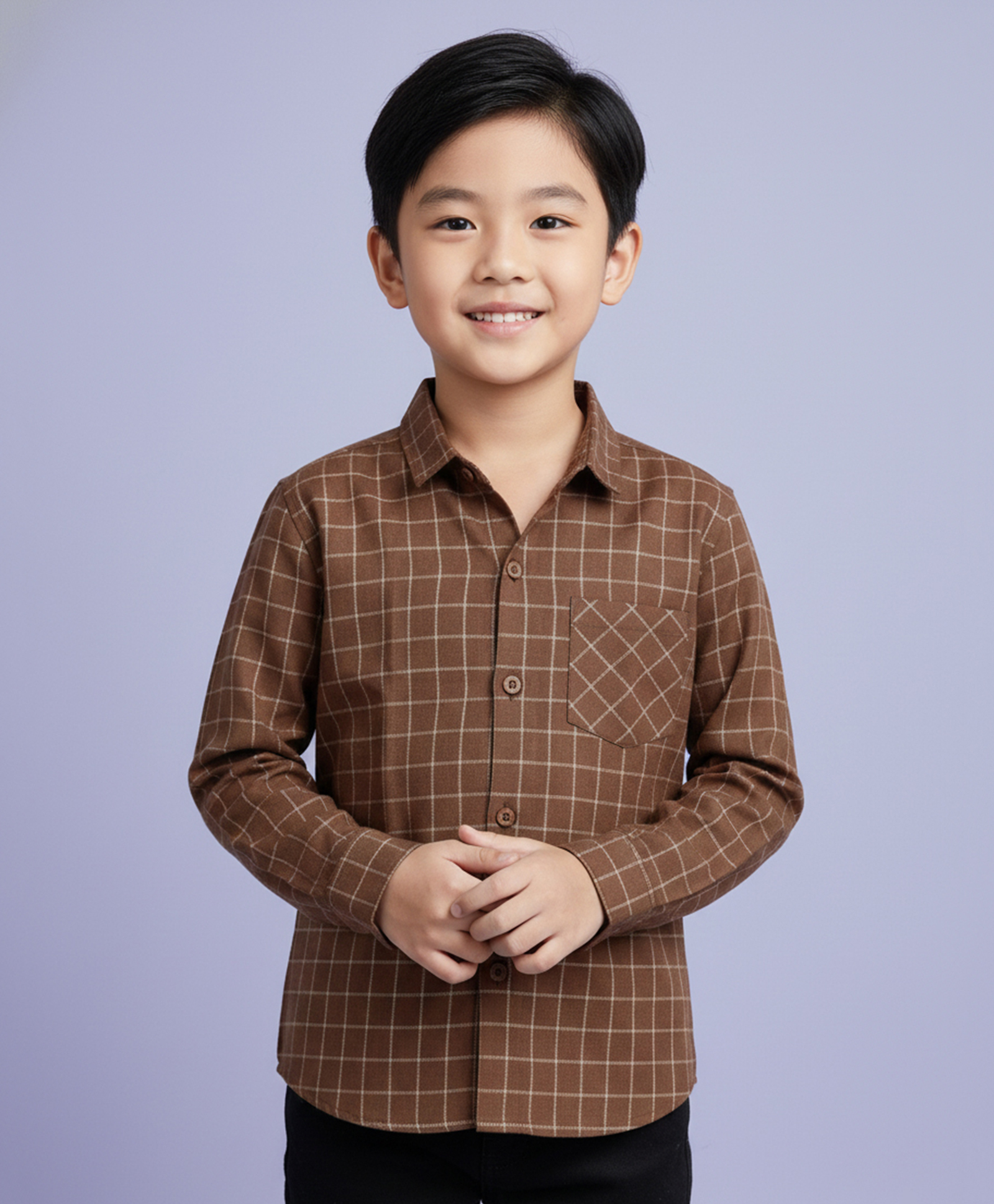 tiny toonzzz Cotton Blend Woven Full Sleeves Checked Shirt - Brown-image-46