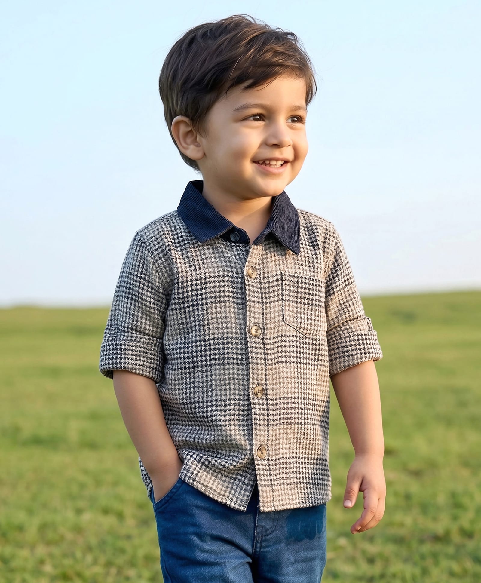 Babyhug Cotton Woven Full Sleeves Shirt With Checks - Black-picture-12