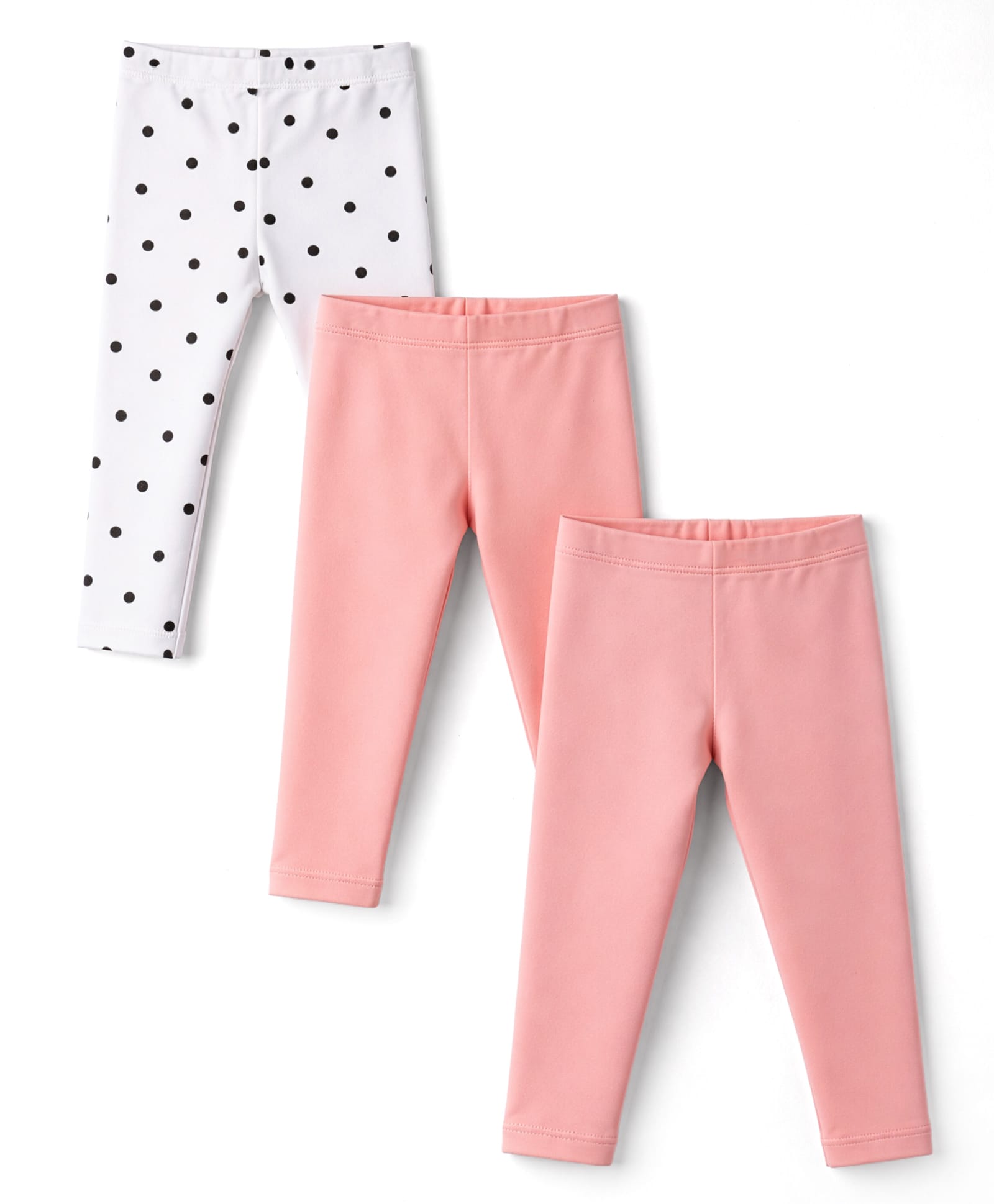 Bonfino Cotton Knit Full Length Solid Colour Leggings With Polka Dot Pack Of 3 - Pink & White-picture-24