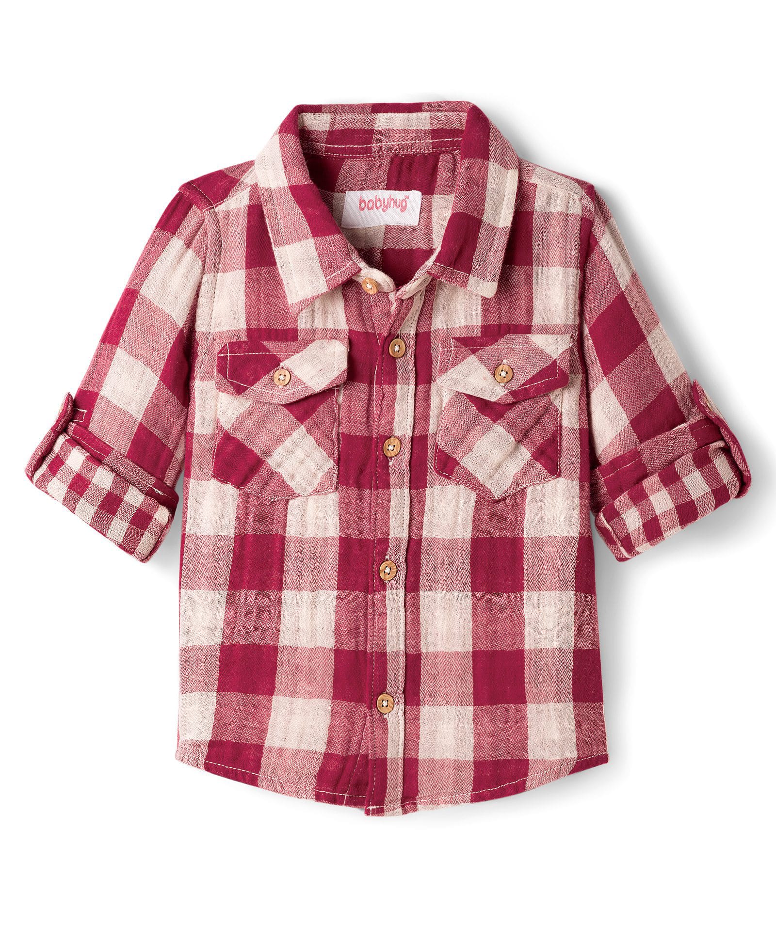 Babyhug Cotton Woven Full Sleeves Checks Shirt - Red