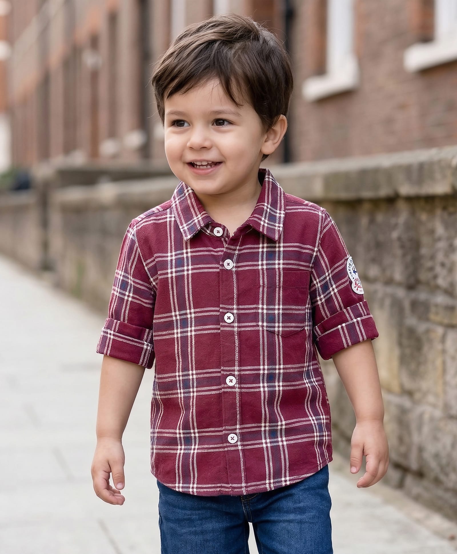 Babyhug Cotton Woven Full Sleeves Shirt With Checks - Red-image-38