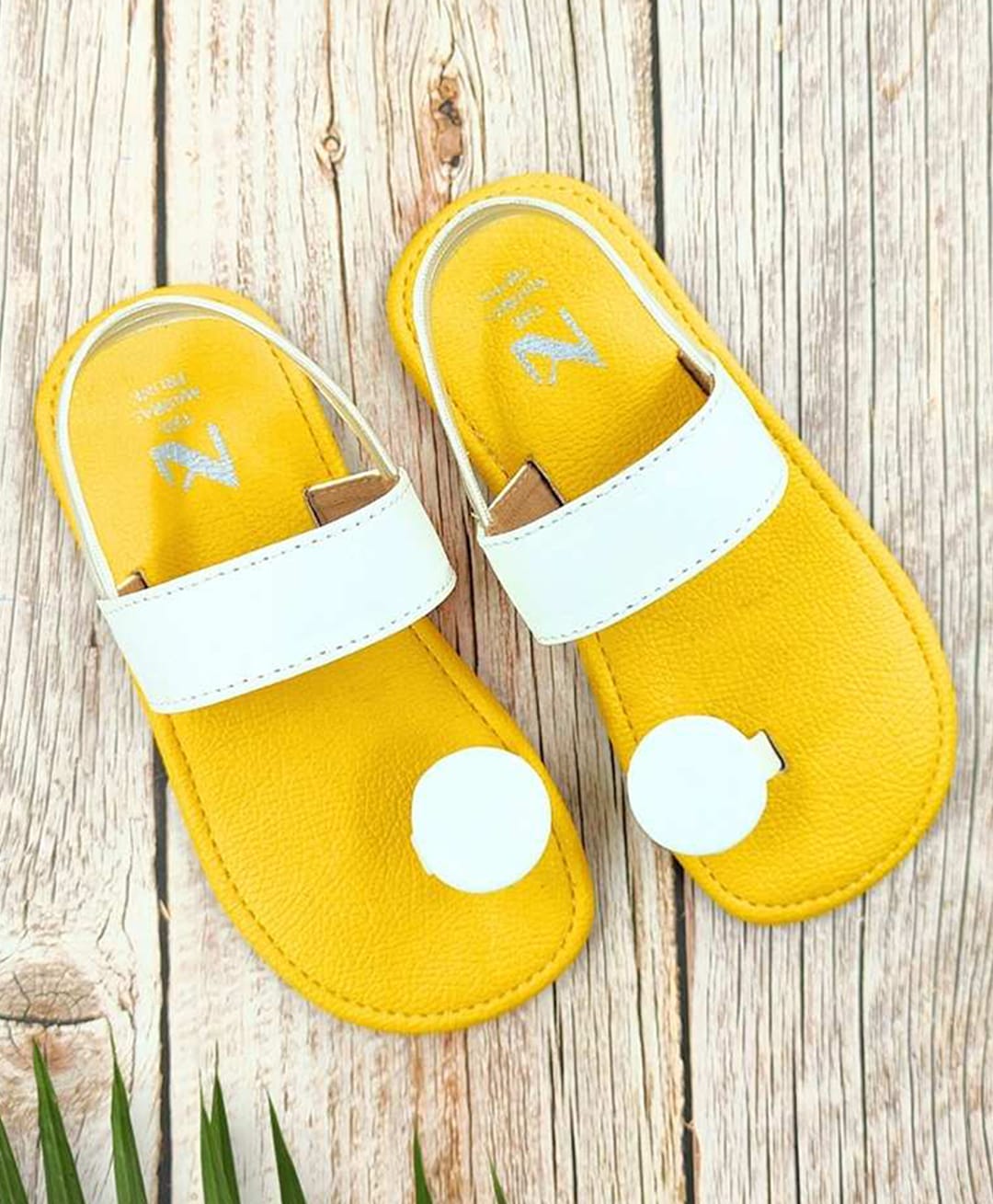 The Madras Trunk Colour Blocked Slip On Sandals - Yellow & White-picture-41