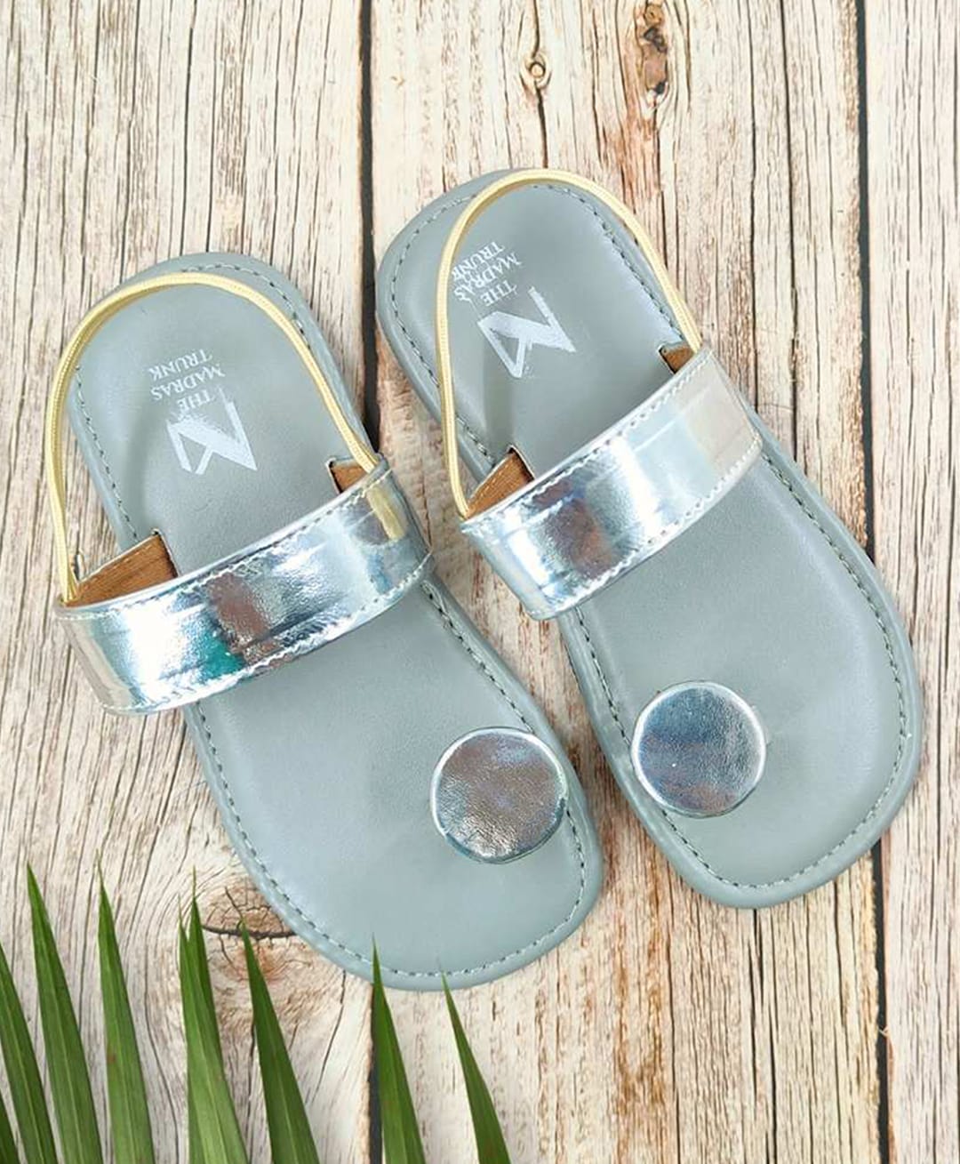 The Madras Trunk Colour Blocked Slip On Sandals - Grey & Silver-picture-14