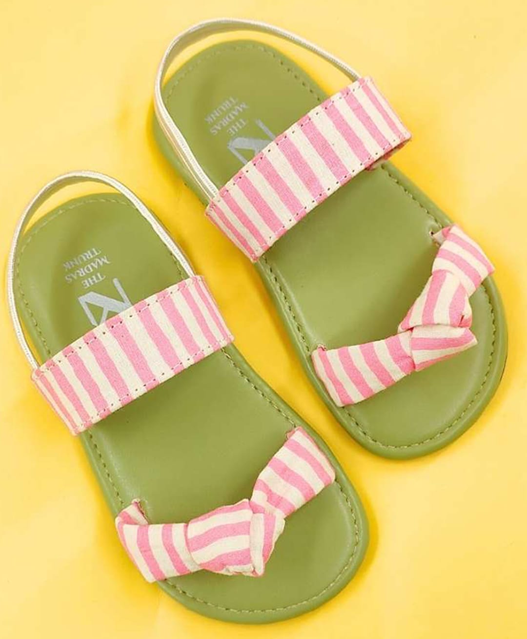 The Madras Trunk Striped Sandals - Green & Pink-image-36