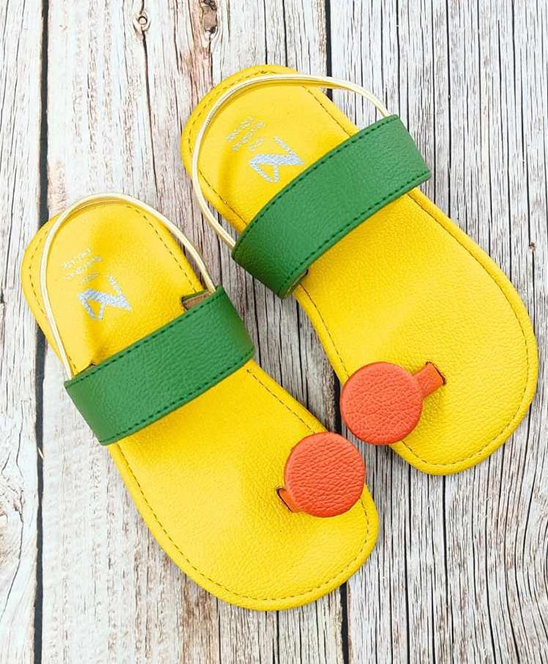 The Madras Trunk Colour Blocked Sandals - Yellow & Green-picture-32