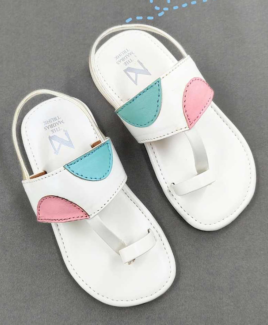 The Madras Trunk Colour Blocked Geometric Shape Designed Sandals - White-picture-34