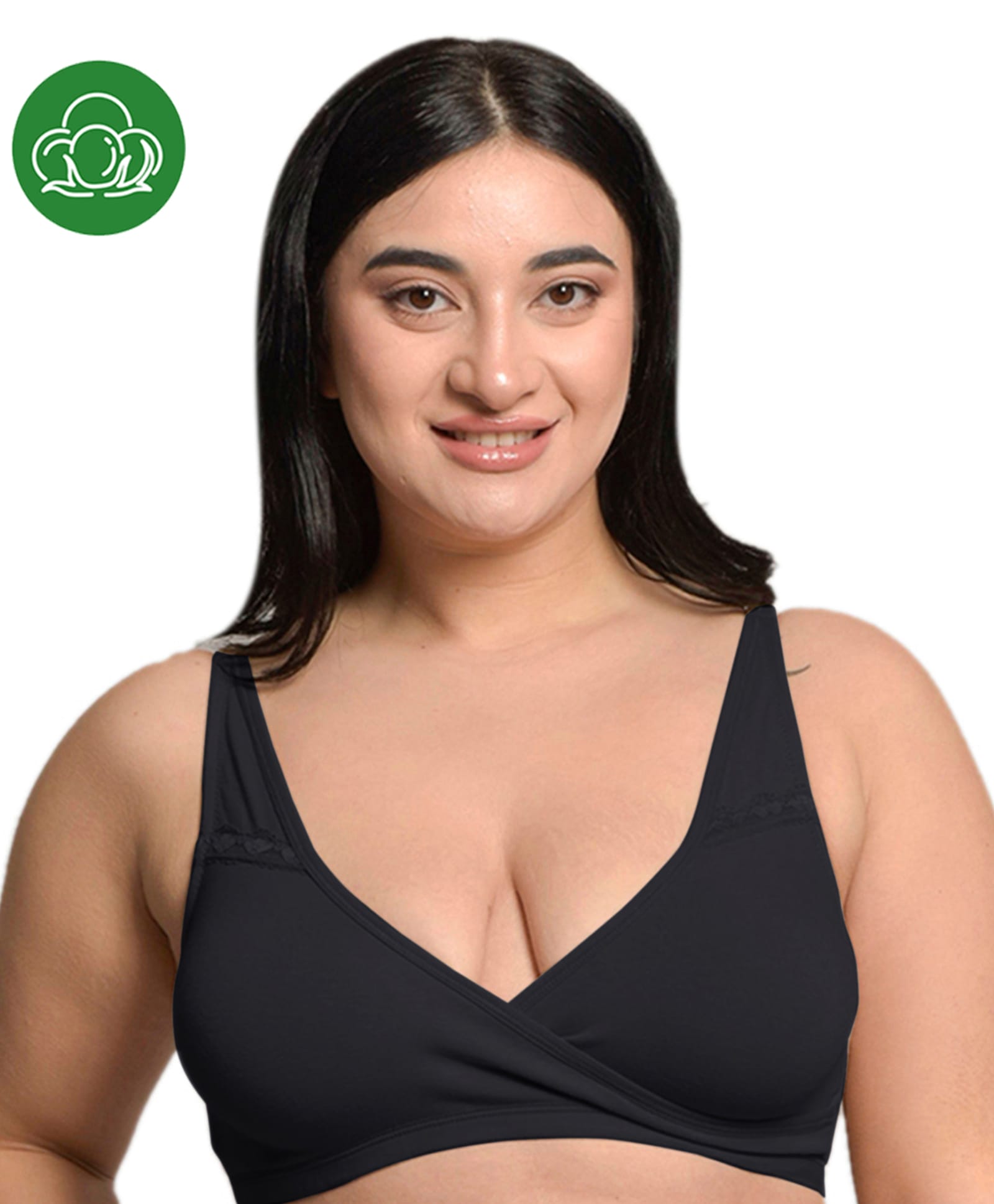 Inner Sense Organic Cotton Knit Solid Anti Microbial Plus Size Maternity Bra With Pull Aside Nursing Access - Black-picture-11