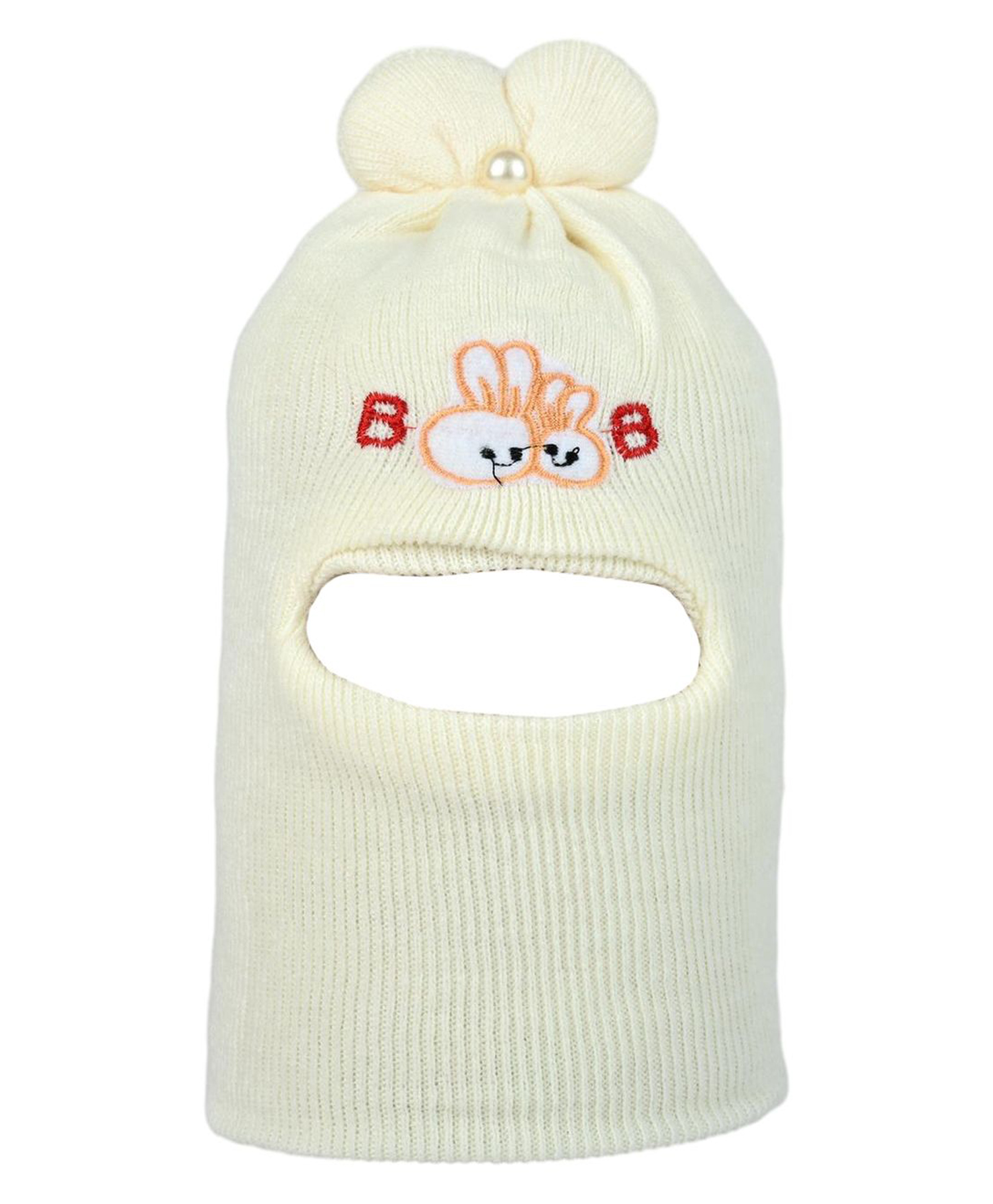 Kid-O-World Knit Bunny Embroidered Monkey Cap - Off White - Circumference 46-image-24