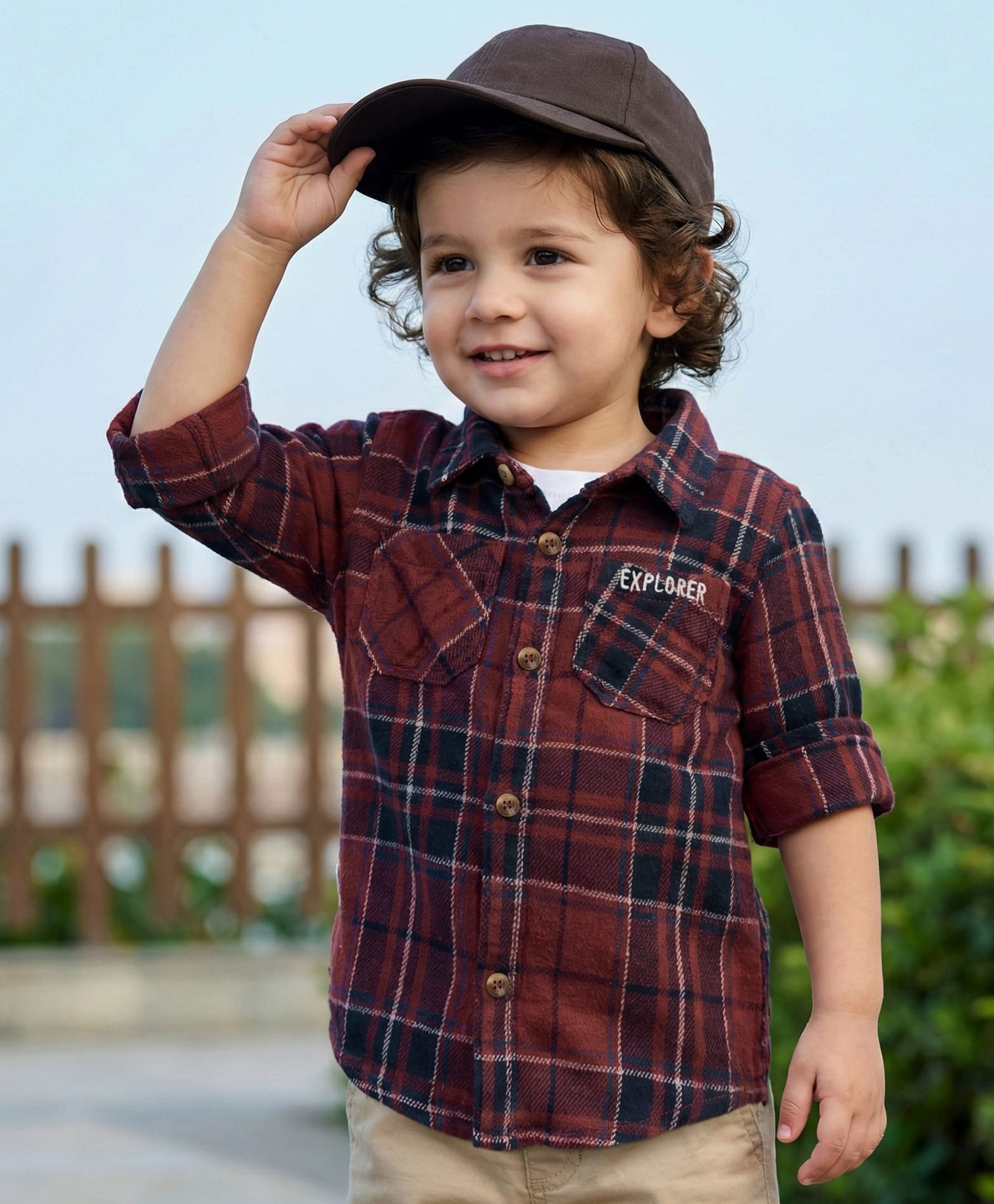 Babyhug Cotton Woven Full Sleeves Checks Shirt - Brown