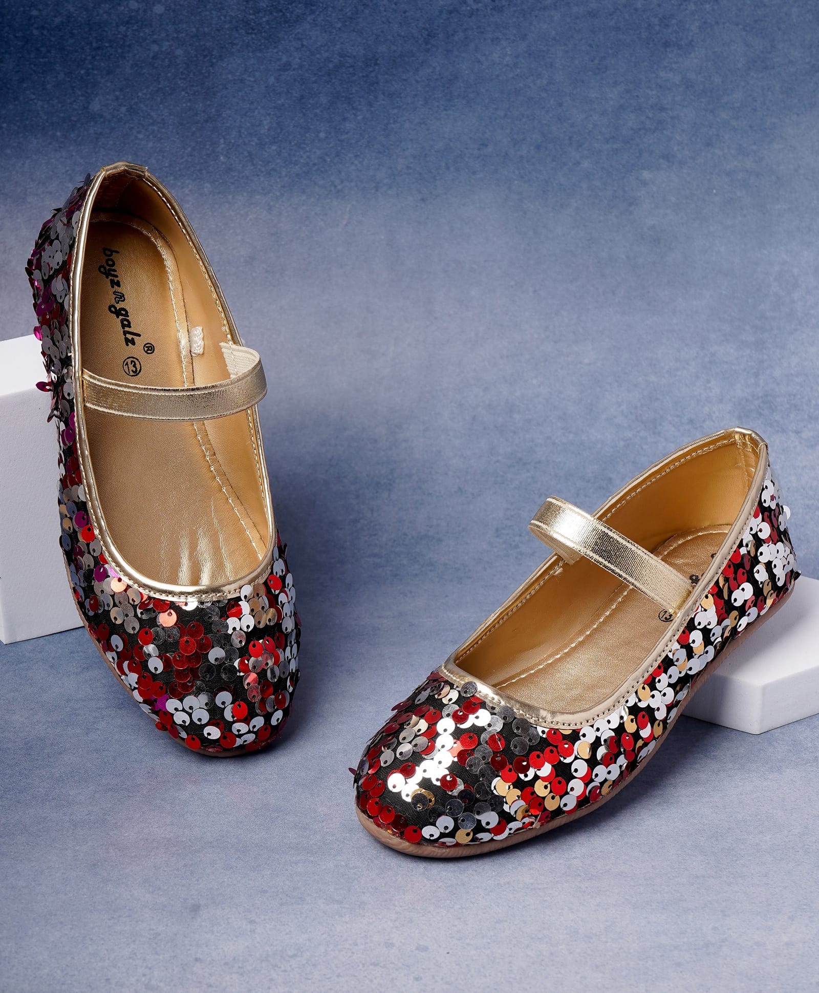 boyz n galz Reversible Sequins Embellished Mary Jane Ballerinas - Multi Colour-image-10