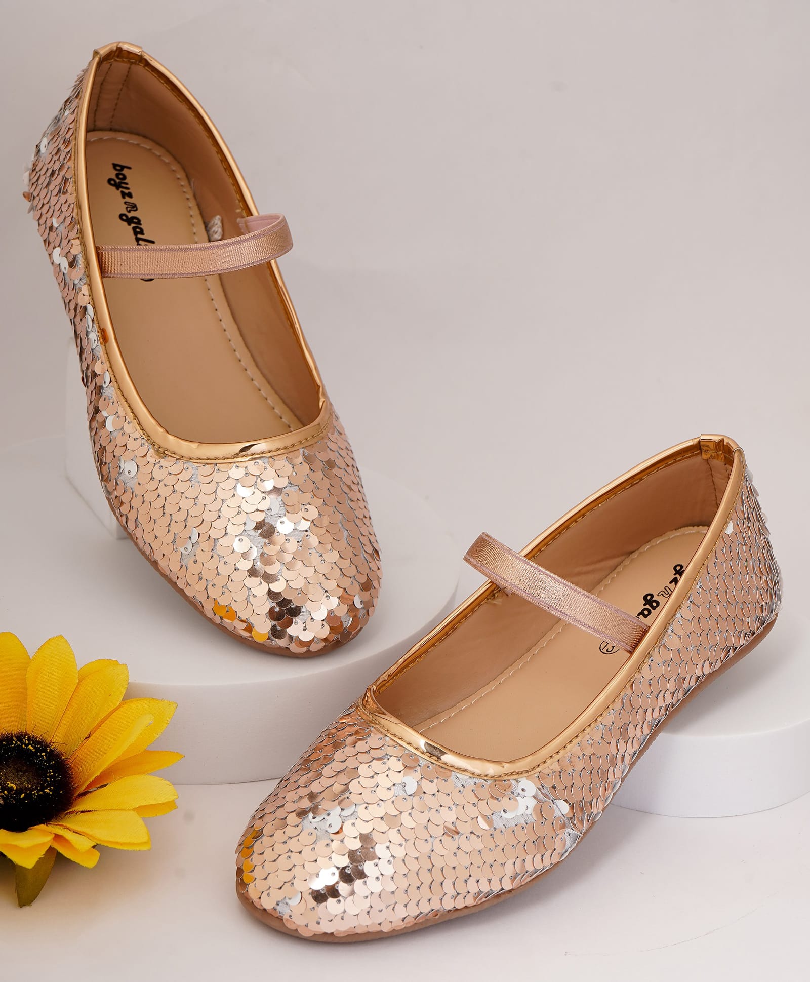 boyz n galz Reversible Sequins Embellished Mary Jane Ballerinas - Rose Gold-image-49