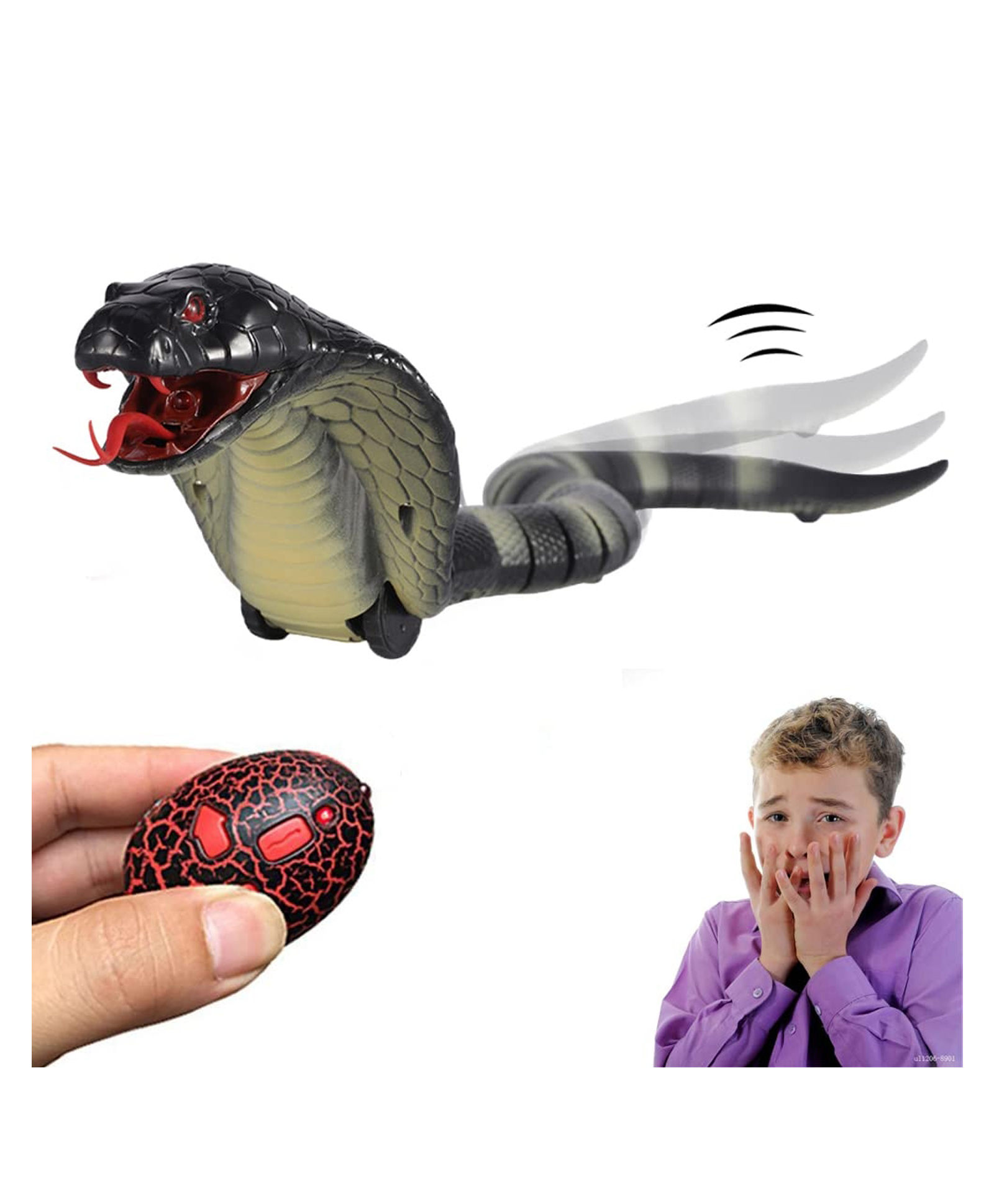 Sanjary Remote Control Realistic RC Snake Naja Cobra Tongue and Swinging Tail Prank toy for kids color cesign may vary-image-45