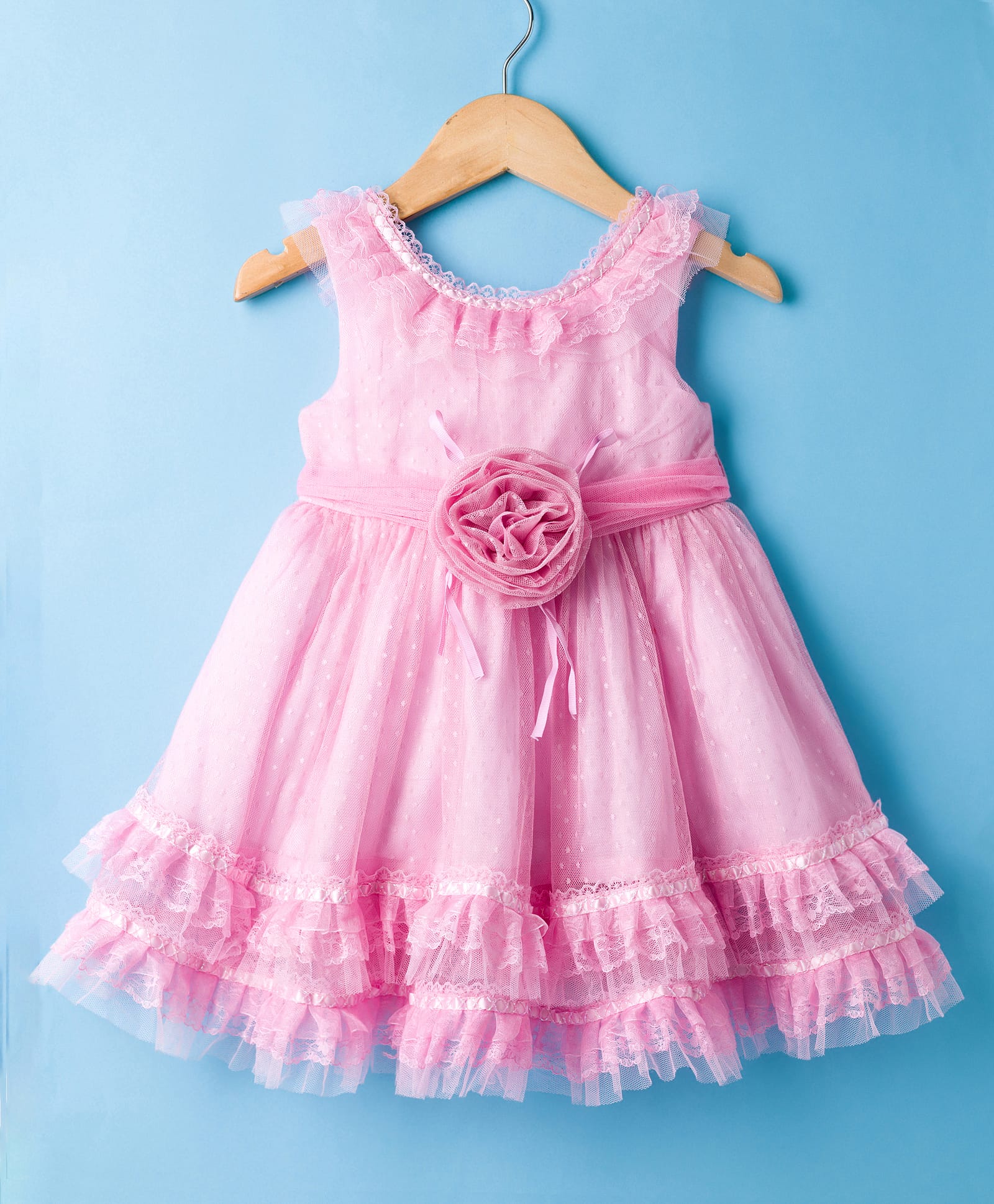 ToffyHouse Woven Sleeveless Party Dress with Floral Applique - Pink-picture-11
