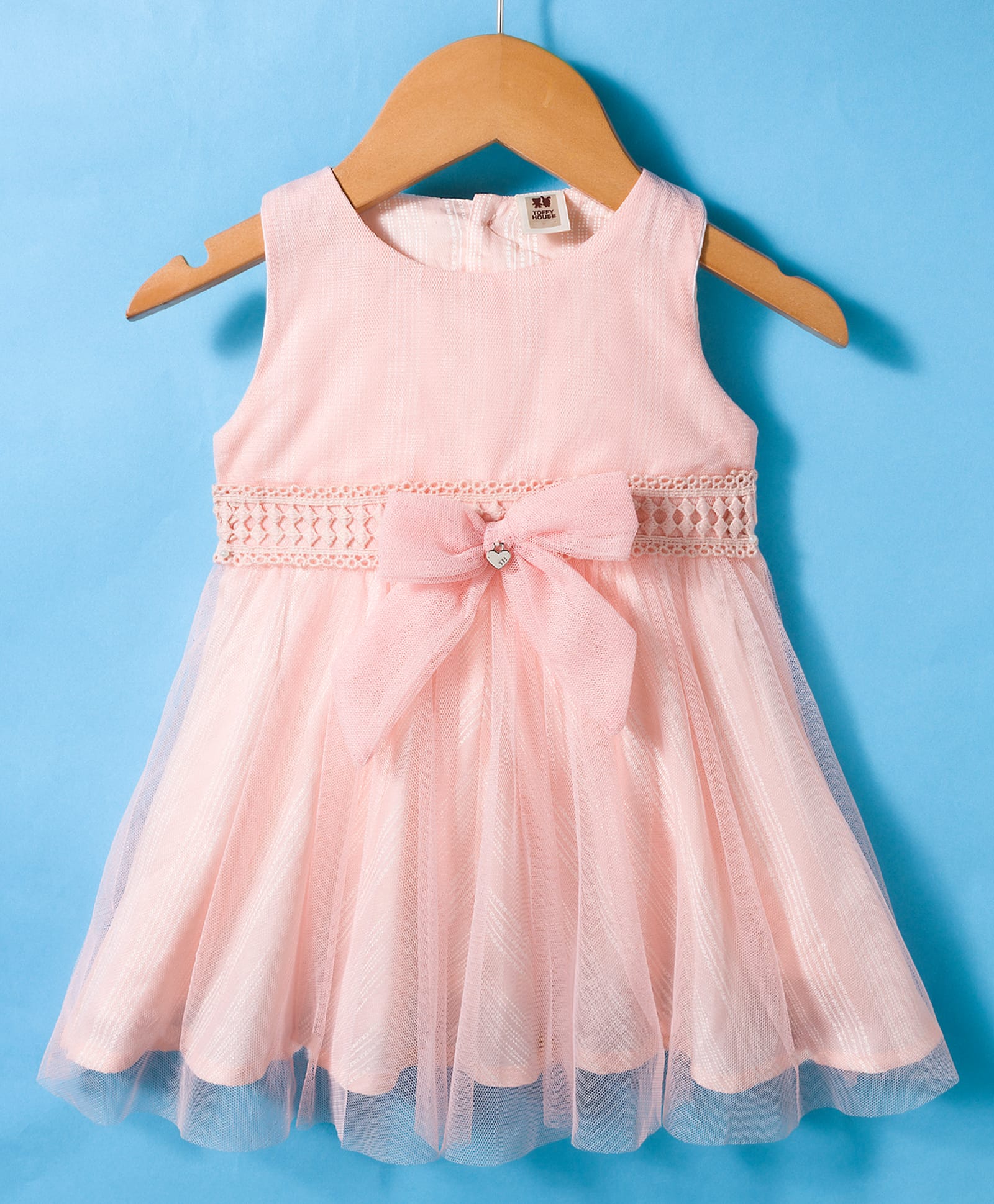 ToffyHouse Woven Sleeveless Party Dress with Bow Applique - Peach-picture-49