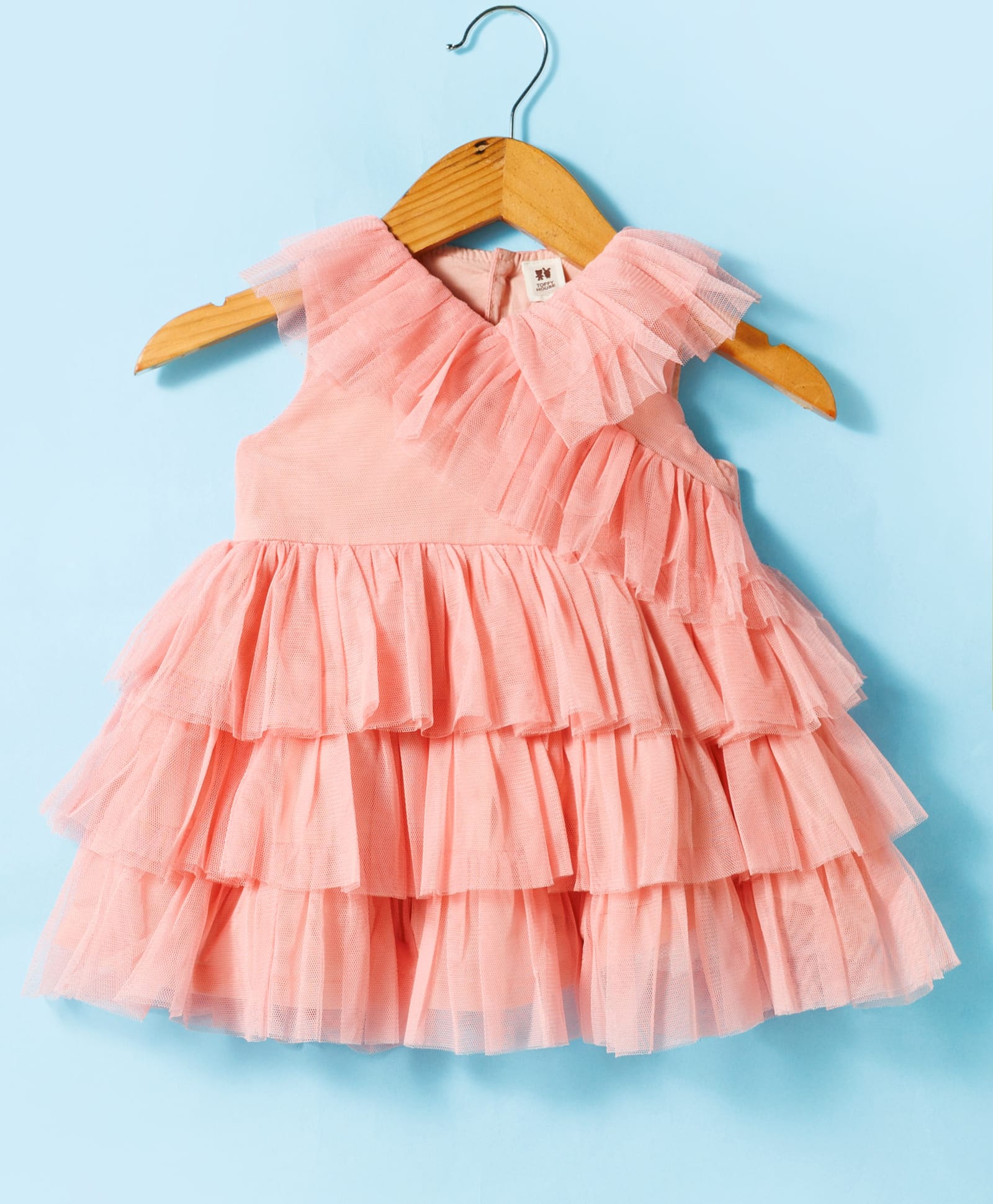 ToffyHouse Woven Sleeveless Layered Solid Color Party Dress - Pink-image-40