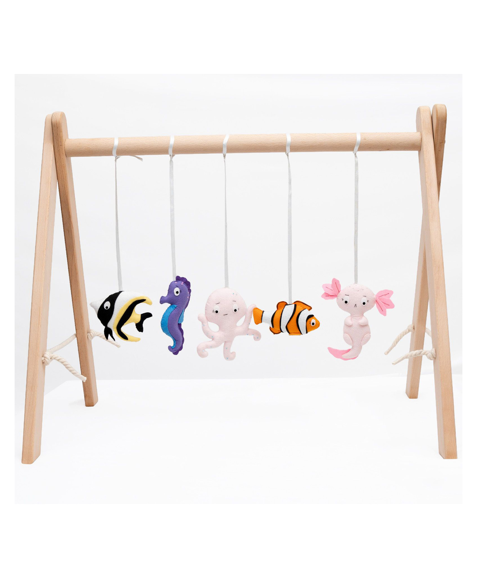 Rocking Potato Wooden Baby Activity Play Gym with Felt Ocean Theme Hangings-Multicolor,1 month+, develops gross motor skills and hand eye coordination-image-16