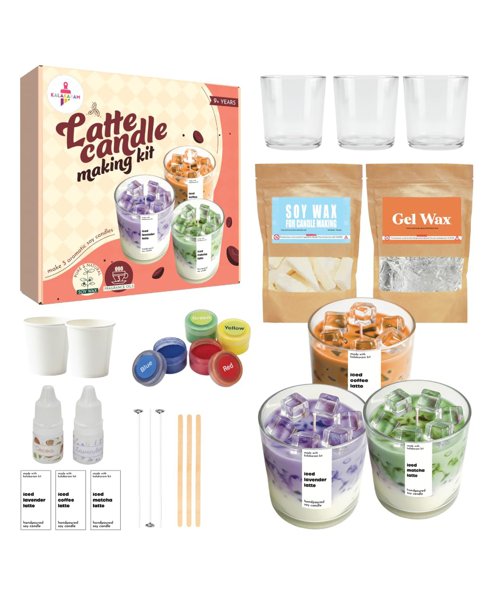Kalakaram Latte Candle Making Kit | Make 3 Candles with Natural Soy Wax Perfect for Beginners, Home Décor & Gift Set | DIY Candle Kit for Home Décor, Gifting & Hobby Craft (Latte Theme)-image-28
