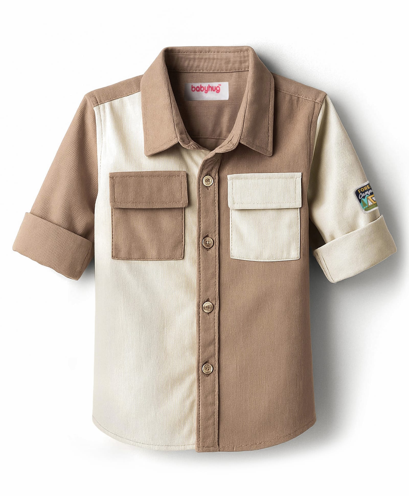 Babyhug Cotton Woven Full Sleeves Solid Corduroy Cut & Sew Shirt - Multicolor-picture-11
