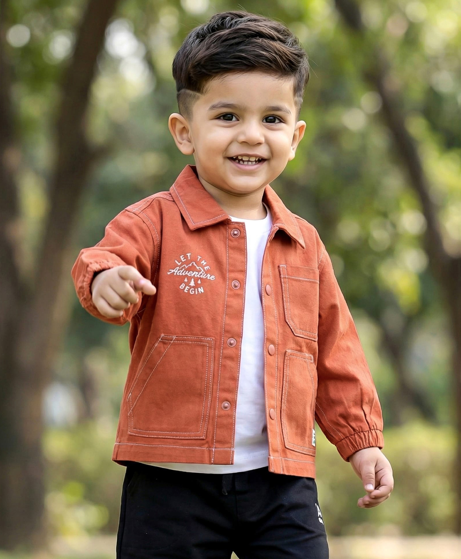 Babyhug Cotton Woven Full Sleeve Solid Shirt with Text Print - Brown-picture-28