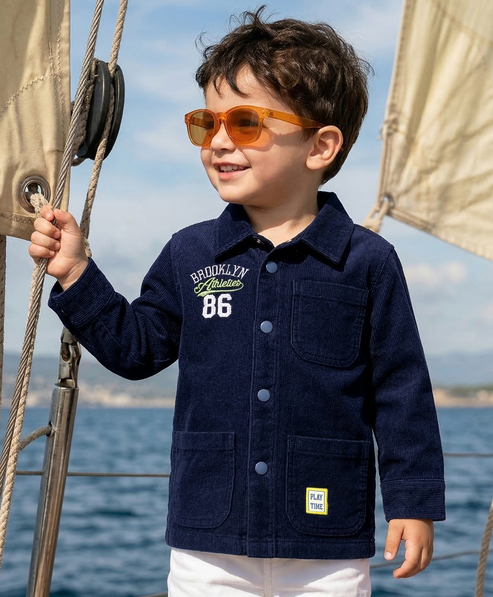 Babyhug Cotton Woven Full Sleeves Solid Corduroy Shirt - Navy Blue-picture-26