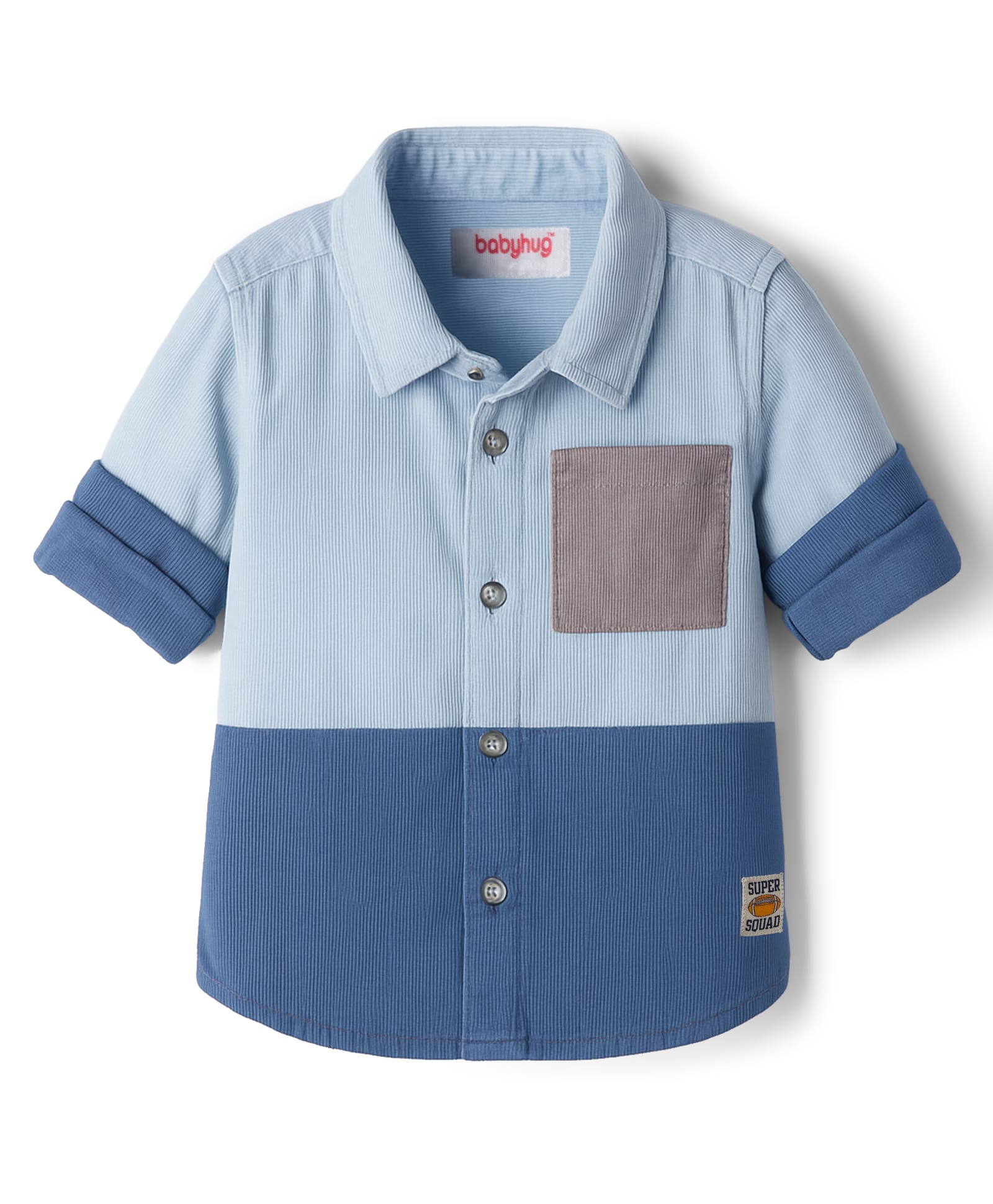 Babyhug Cotton Woven Full Sleeves Shirt With Cut & Sew Design - Blue