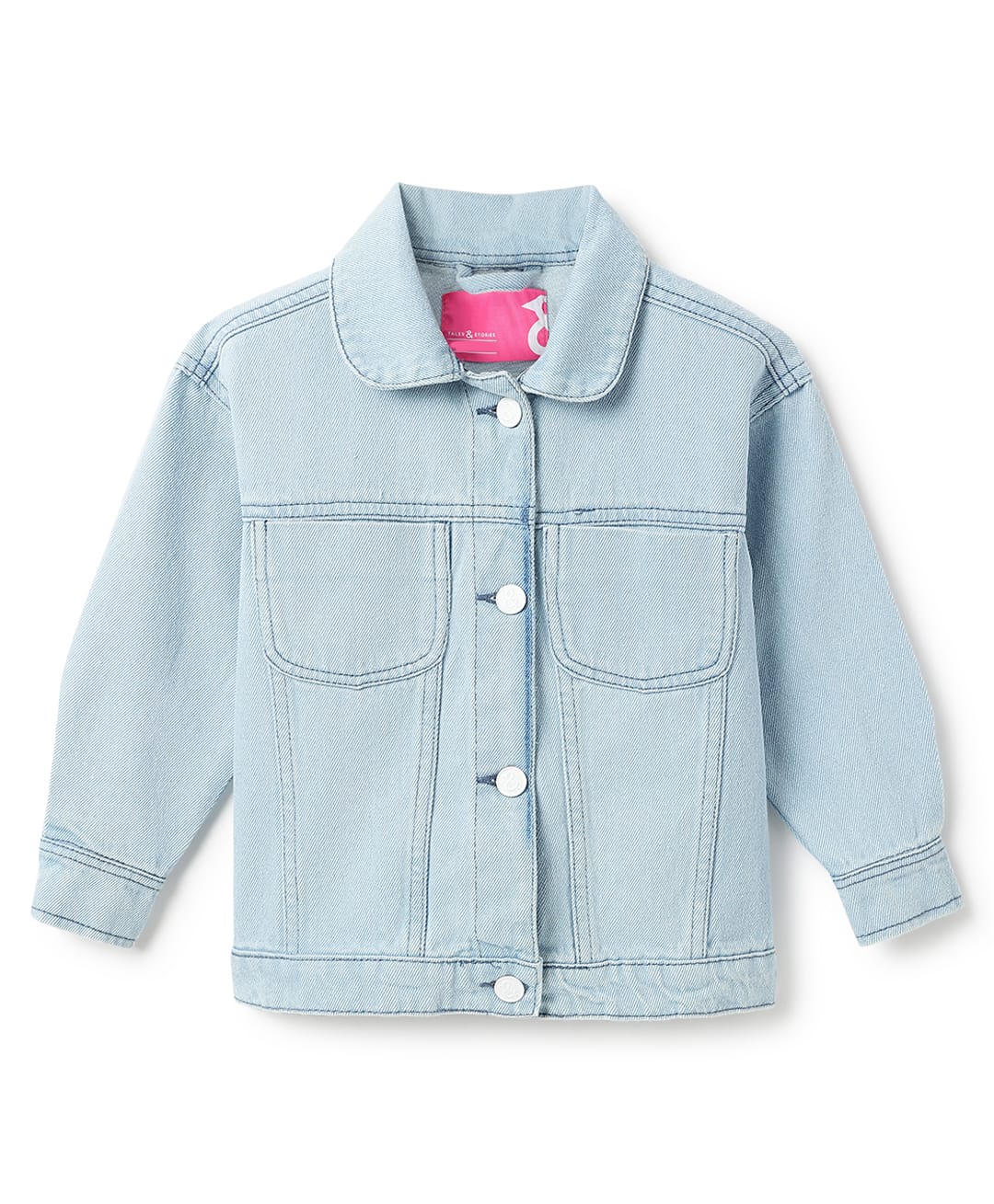 Tales & Stories Denim Woven Full Sleeves Heart Back Embroidered Jacket - Light Blue-picture-27