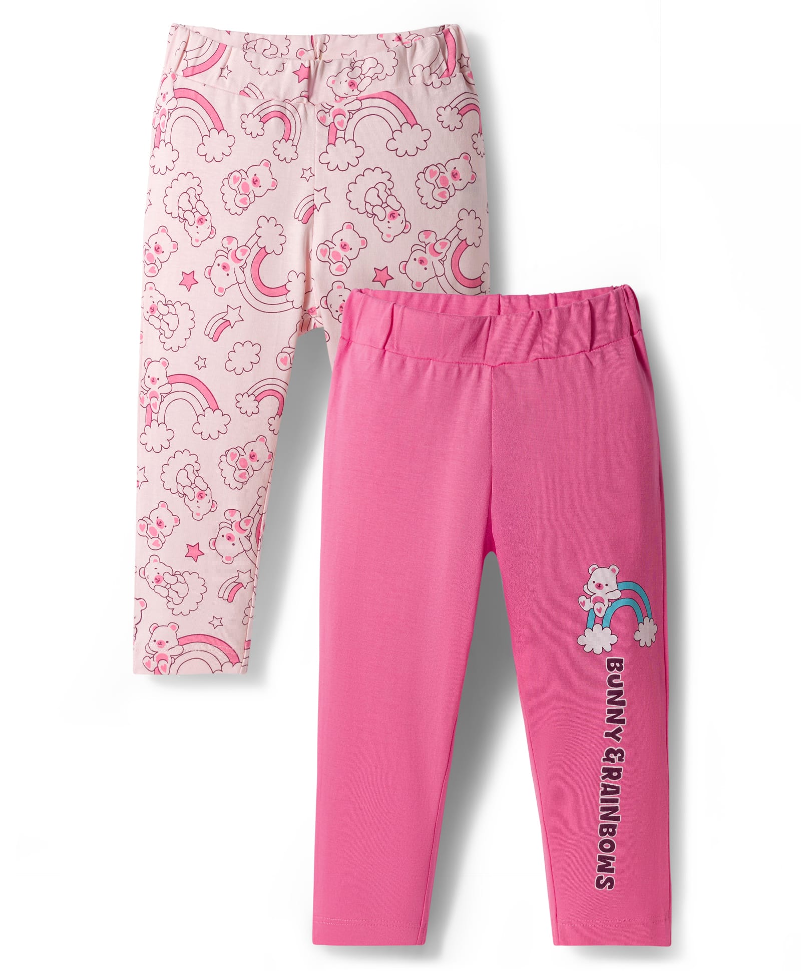 Doodle Poodle Single Jersey Knit Full Length Leggings With Animal Print Pack Of 2 - Pink & Fuchsia-image-6