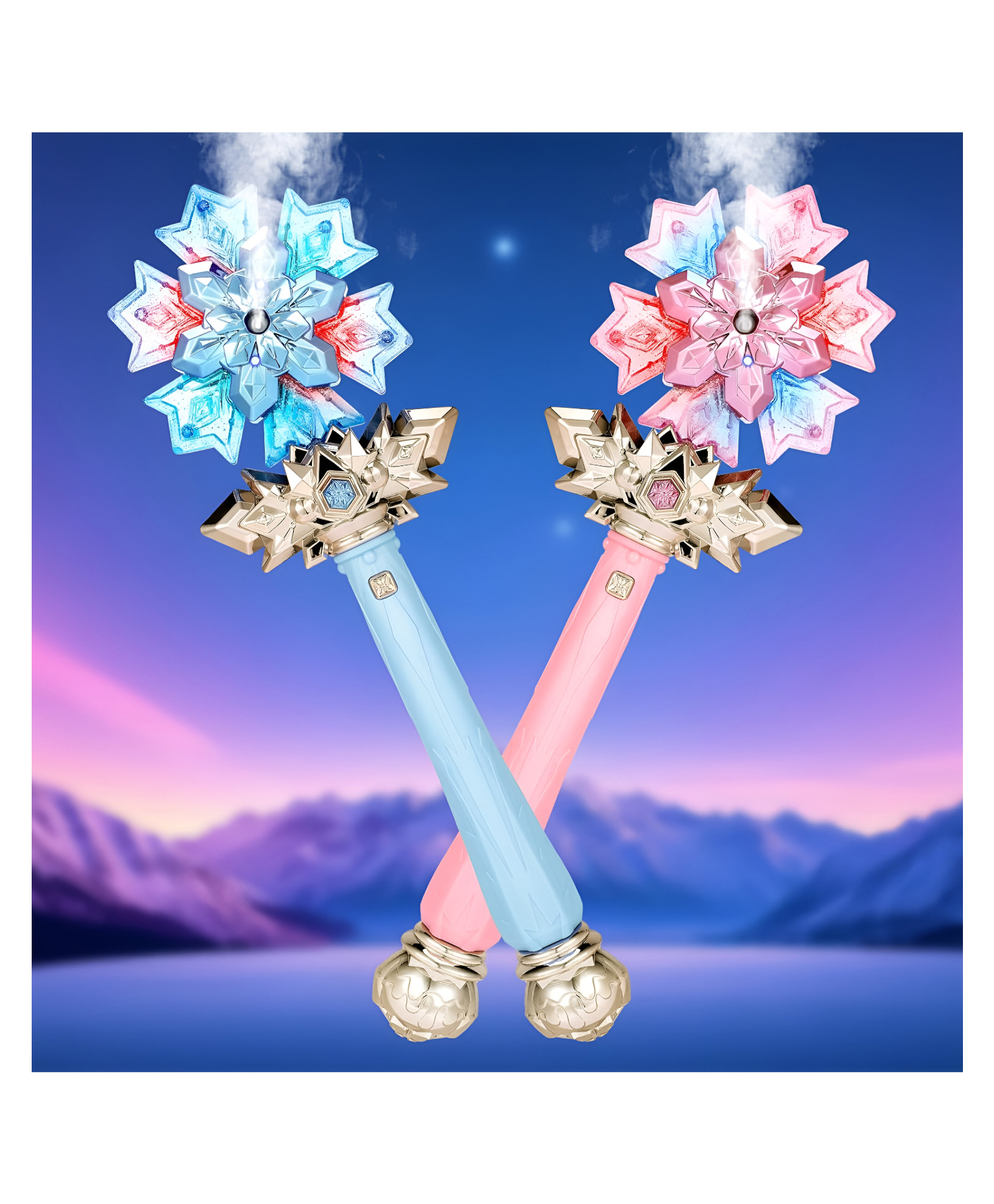 NEGOCIO Light Up Frozen Snowflake Wand with Spray & Music Magic Toy Wands for Kids- PACK OF 1- COLOR MAY VARY-image-11