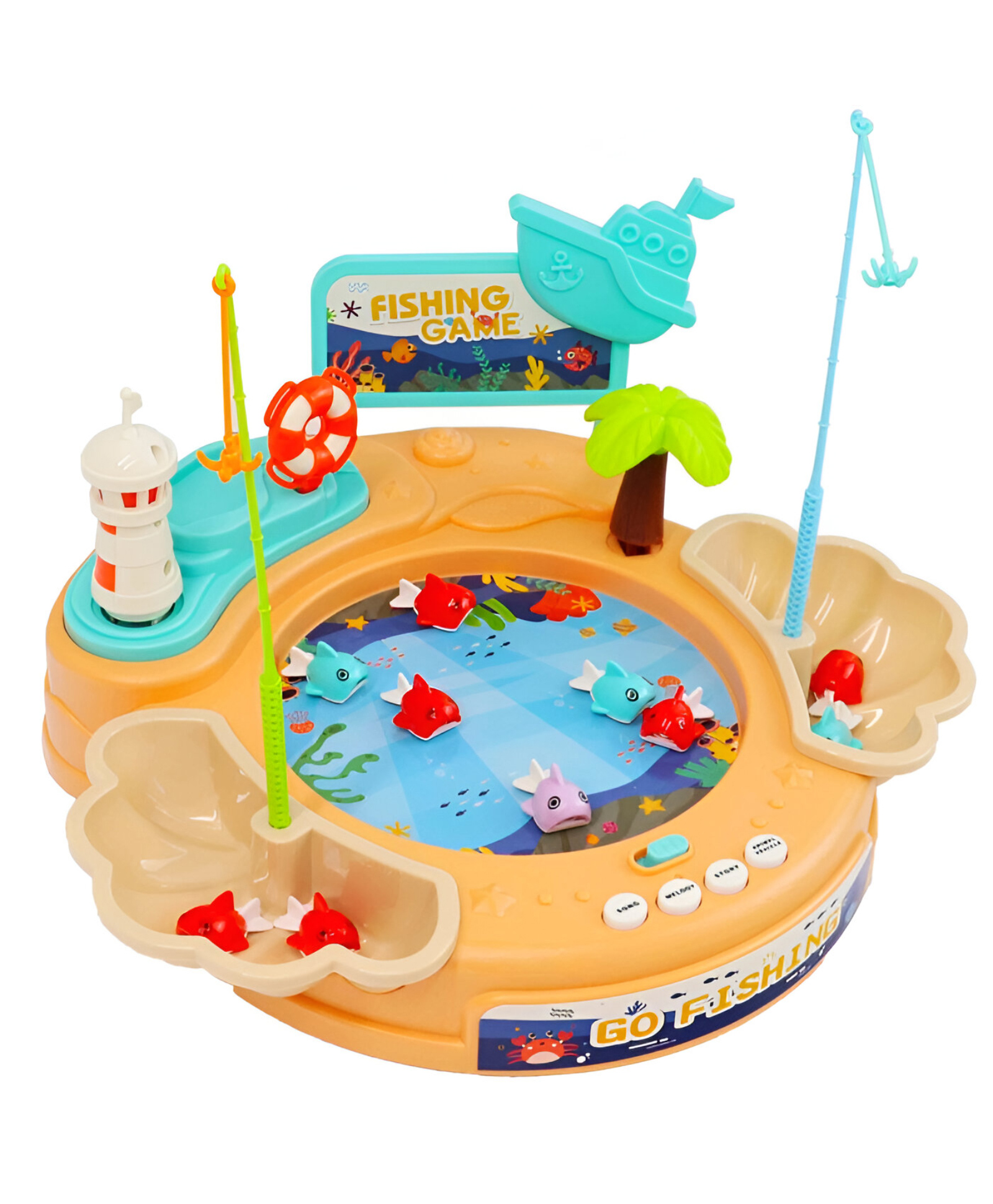 Negocio Musical Fishing Toy Automatic Platform Rotation With Music and Usb Cable Fishing Gamefor Kids - Pack of 1 - Color May Vary