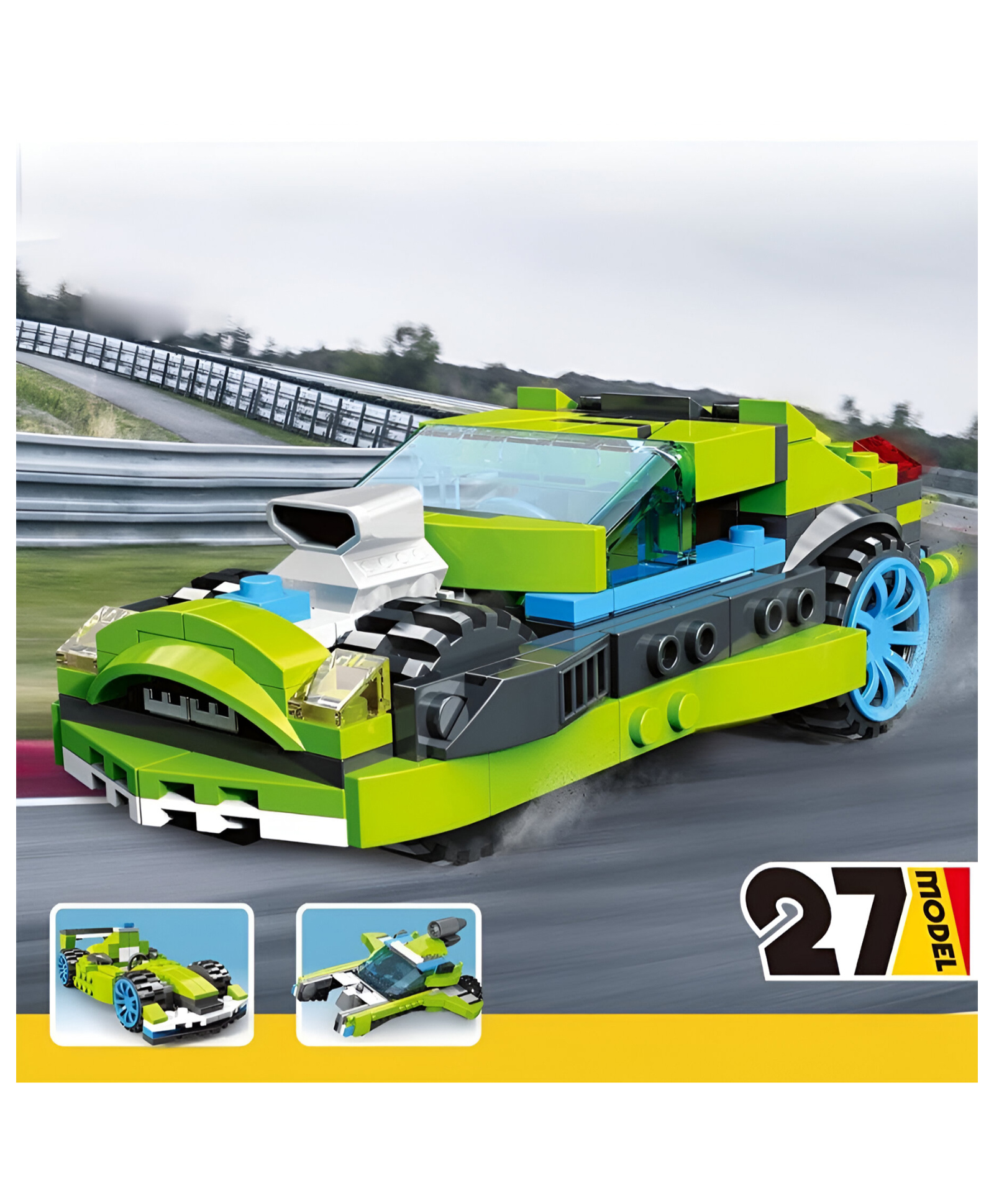 Negocio Architect Brick Toys Mutifunction Green Rocket Rally 27 in 1 Building Blocks Set 241+ Pieces | Robots, Cars, Trucks, Bikes & Aircrafts Stem - Pack of 1 = Color May Vary-picture-12