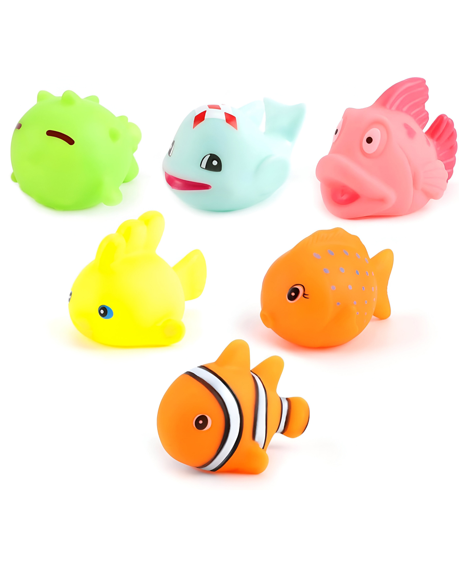 NEGOCIO 6Pcs Bath Fish Toys for Toddlers Soft Baby Pool Accessories Assorted Squeezable & Floating Aquatic Character - PACK OF 1 - COLOR MAY VARY-image-35