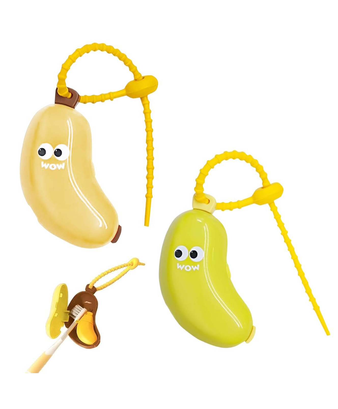 ji & ja Ji and Ja Banana Toothbrush Cover, Fun Banana Fruits Toothbrush Cover with Toothpaste Dispenser, Travel Toothbrush Head Covers, Portable Brush Travel Case-picture-13