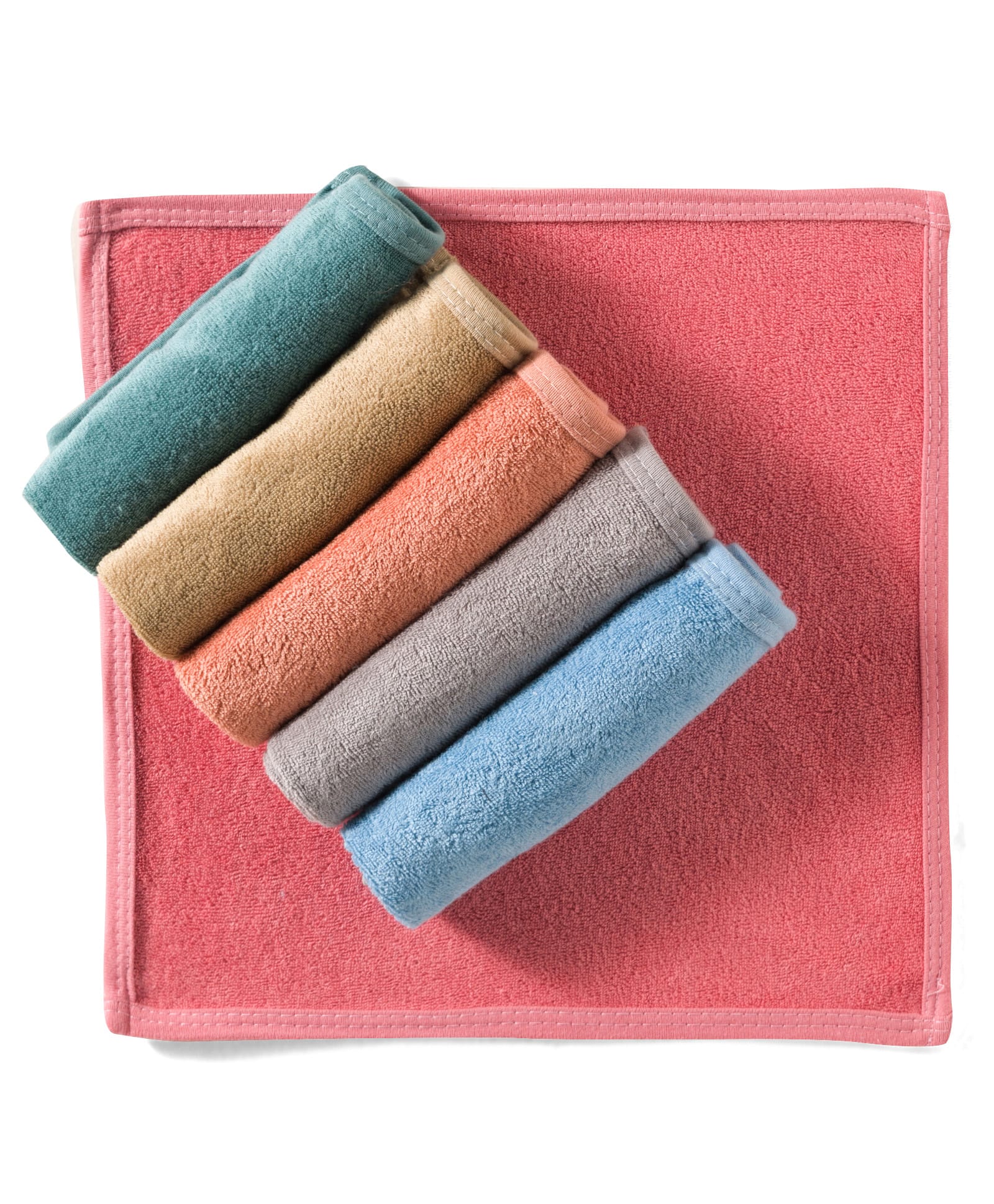 Simpy Terry Knit Solid Colour Hand & Face Towel Pack Of 6 L 24 x B 24 cm - Pink-image-9