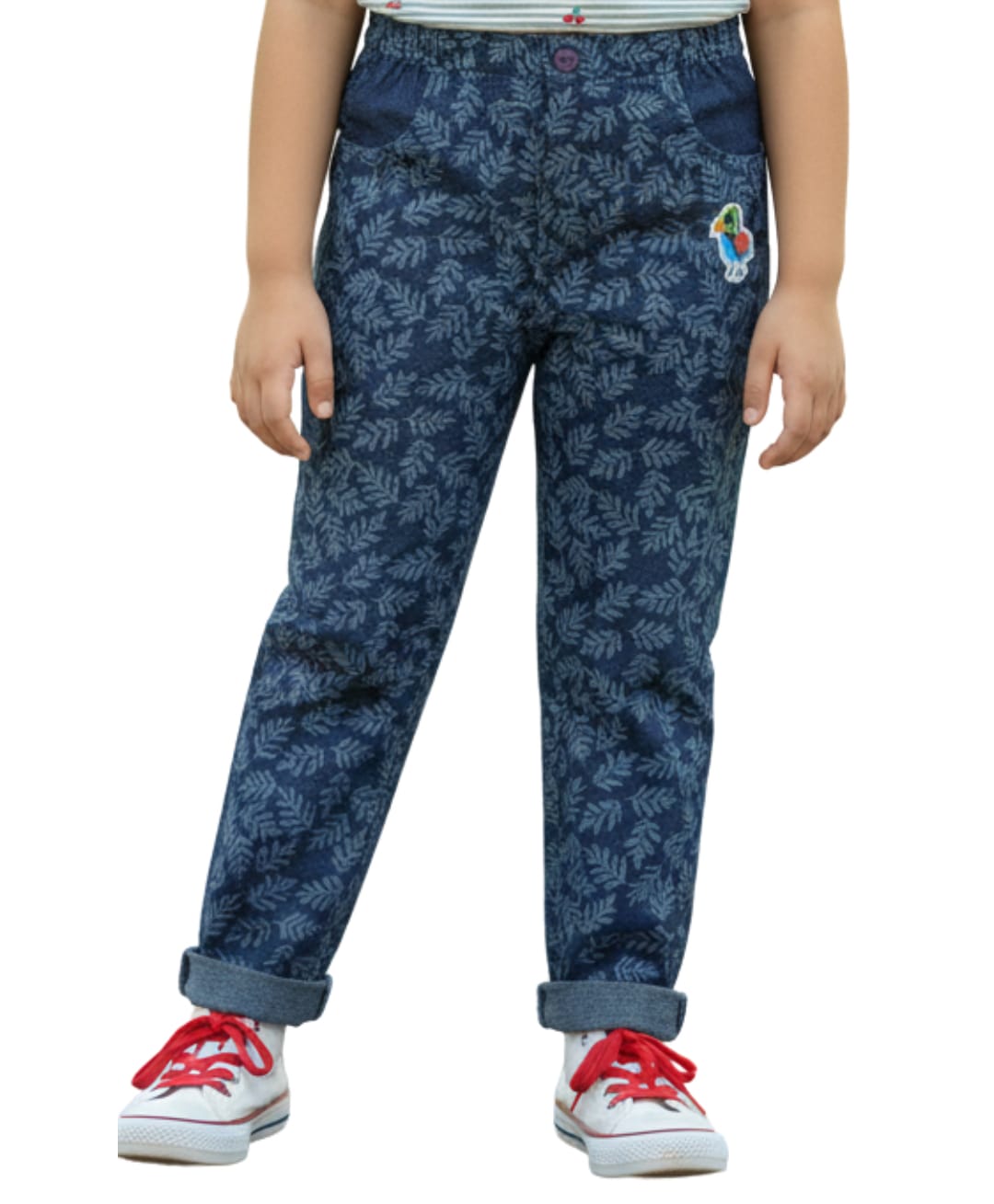 Pranava Organic Cotton Woven Leaves Printed Pant - Blue-picture-16