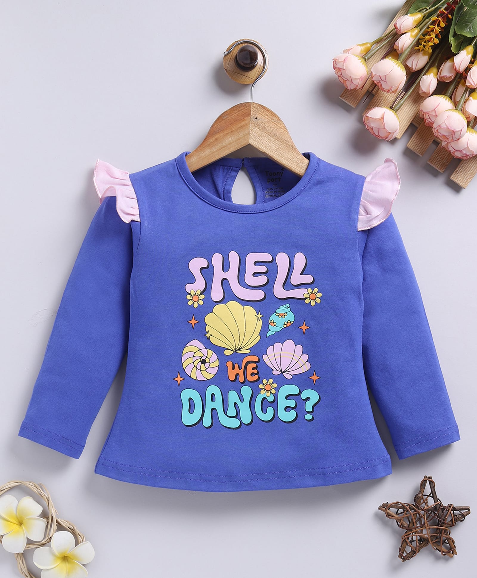 TOONYPORT Cotton Knit Full Sleeves Shell We Dance Text Printed Top - Blue-picture-28