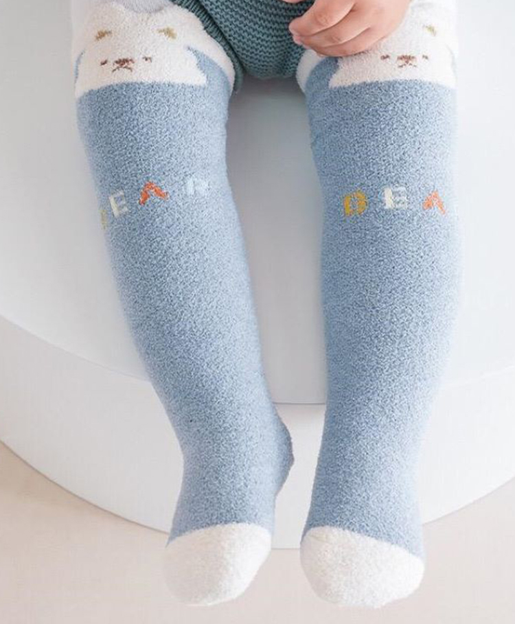 Kidofash Knit Bear Text Designed Socks - Light Blue-picture-37