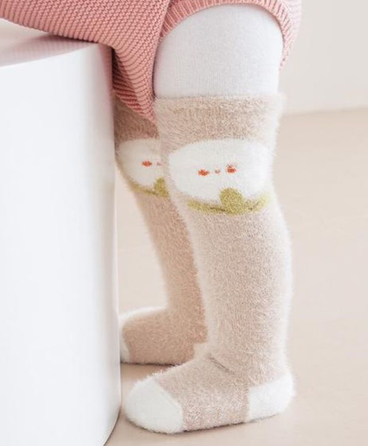 Kidofash Fur Knit Bunny Printed Socks - Light Brown-image-47
