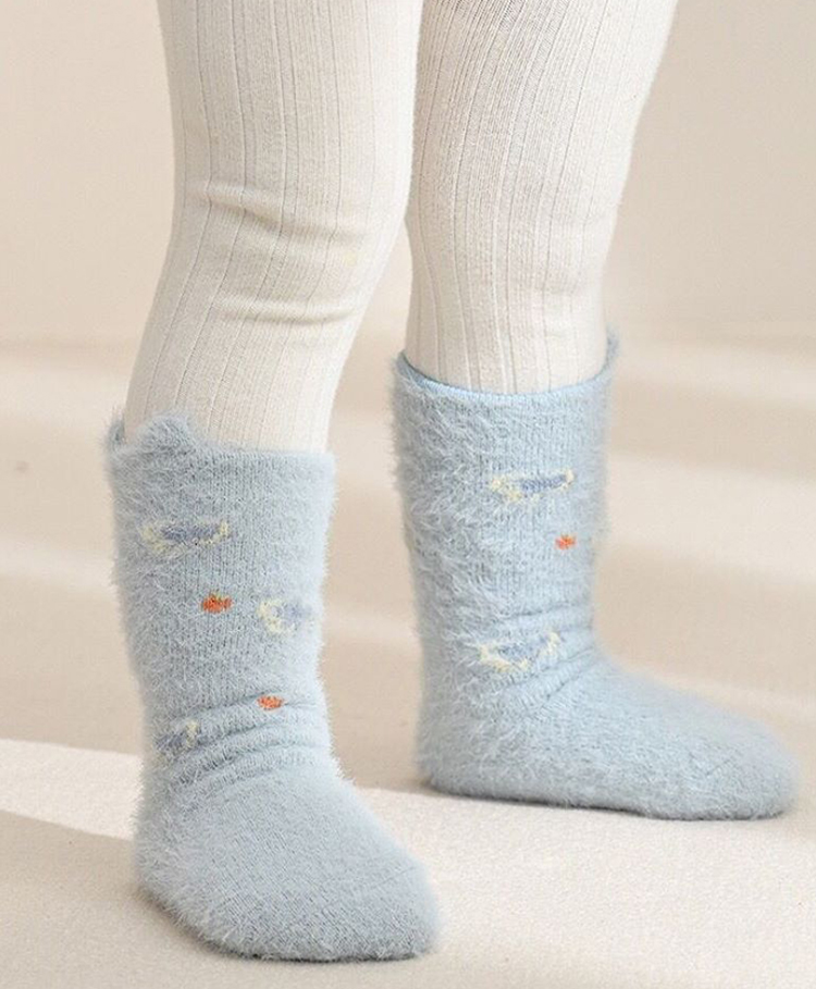 Kidofash Fur Knit Bow Designed Socks - Blue-picture-43