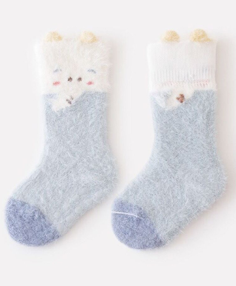 Kidofash Fur Knit Animal Designed Socks - Light Blue-picture-44